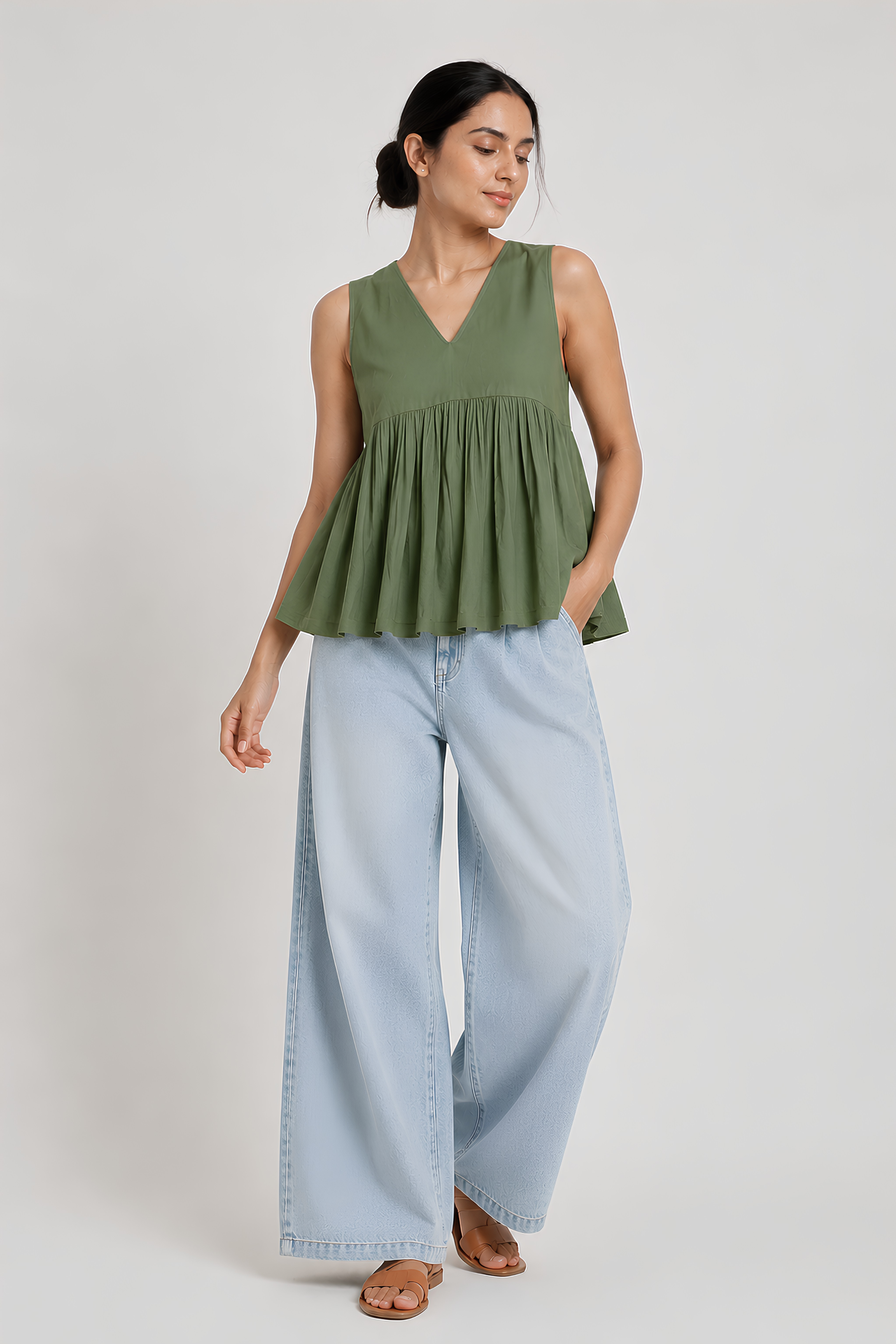 Gather Cotton Top (Green)