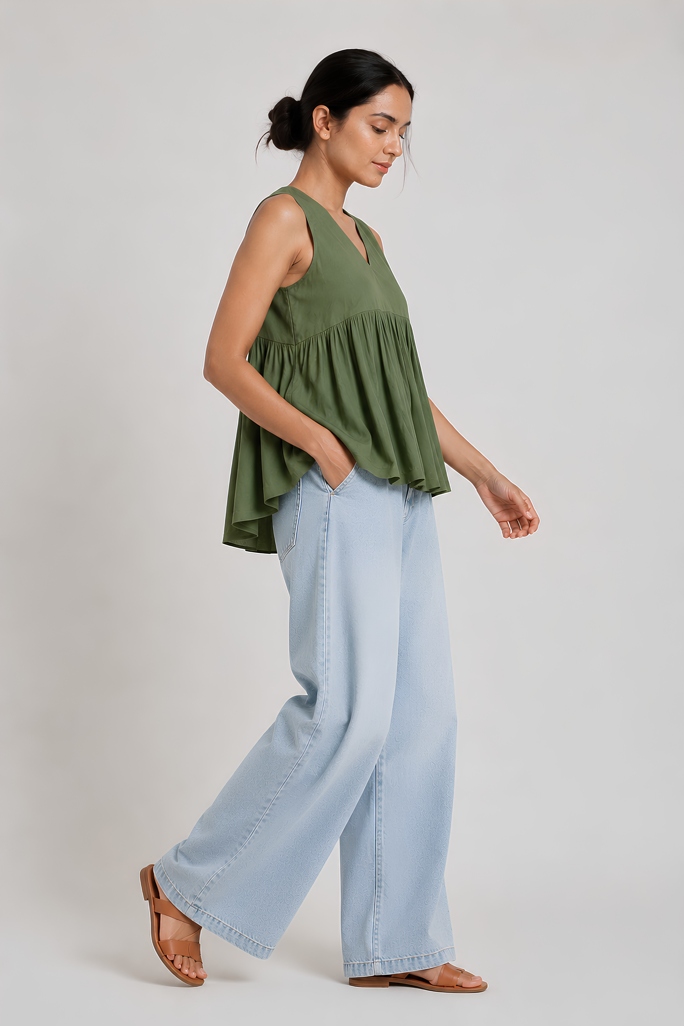 Gather Cotton Top (Green)
