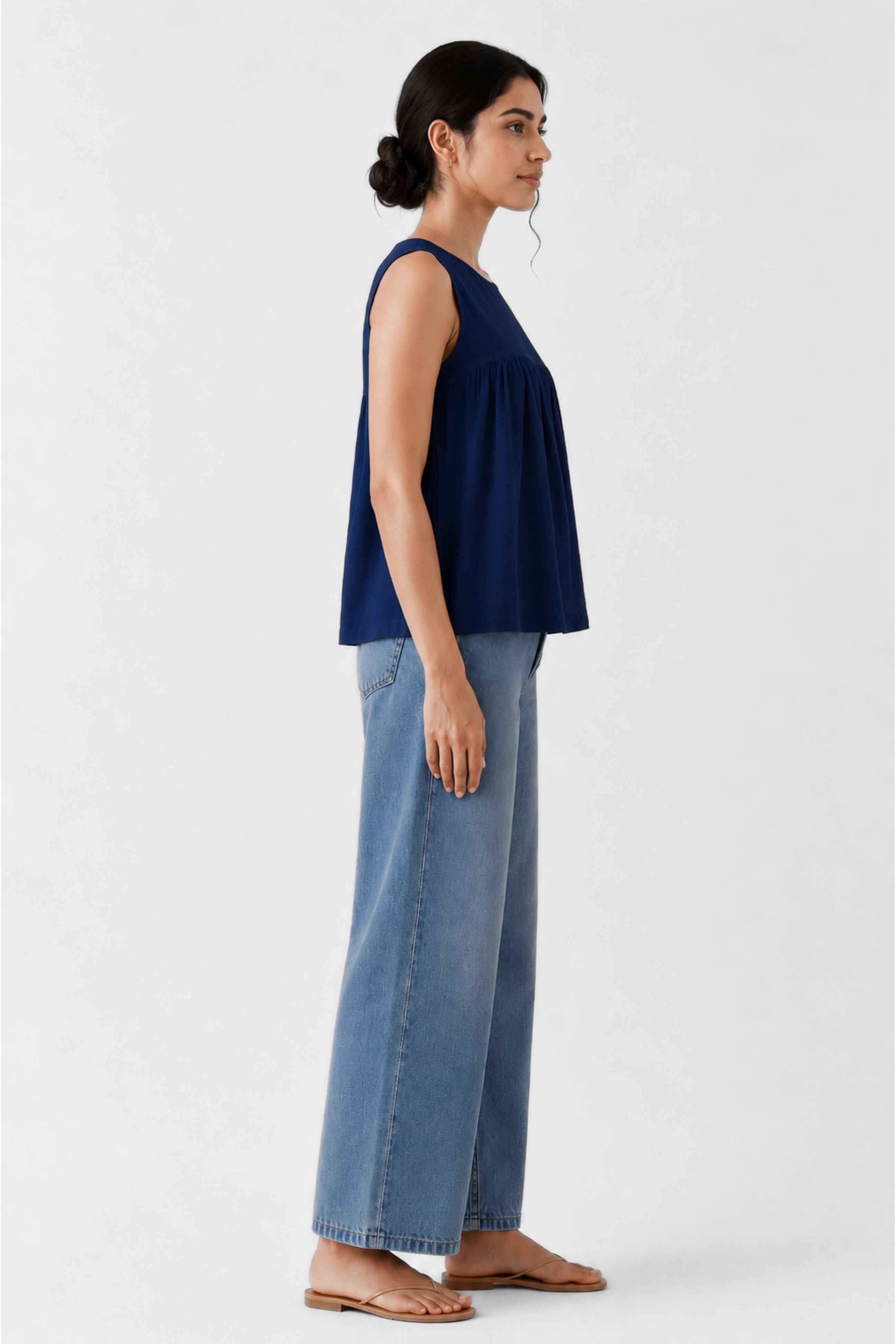 Gather Cotton Top (Blue)