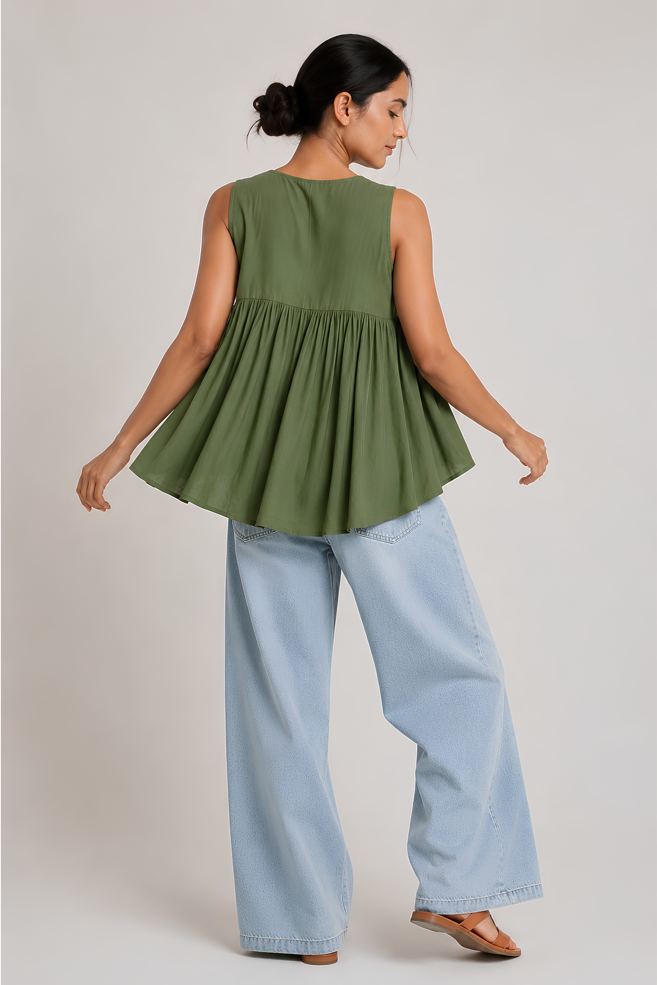 Gather Cotton Top (Green)