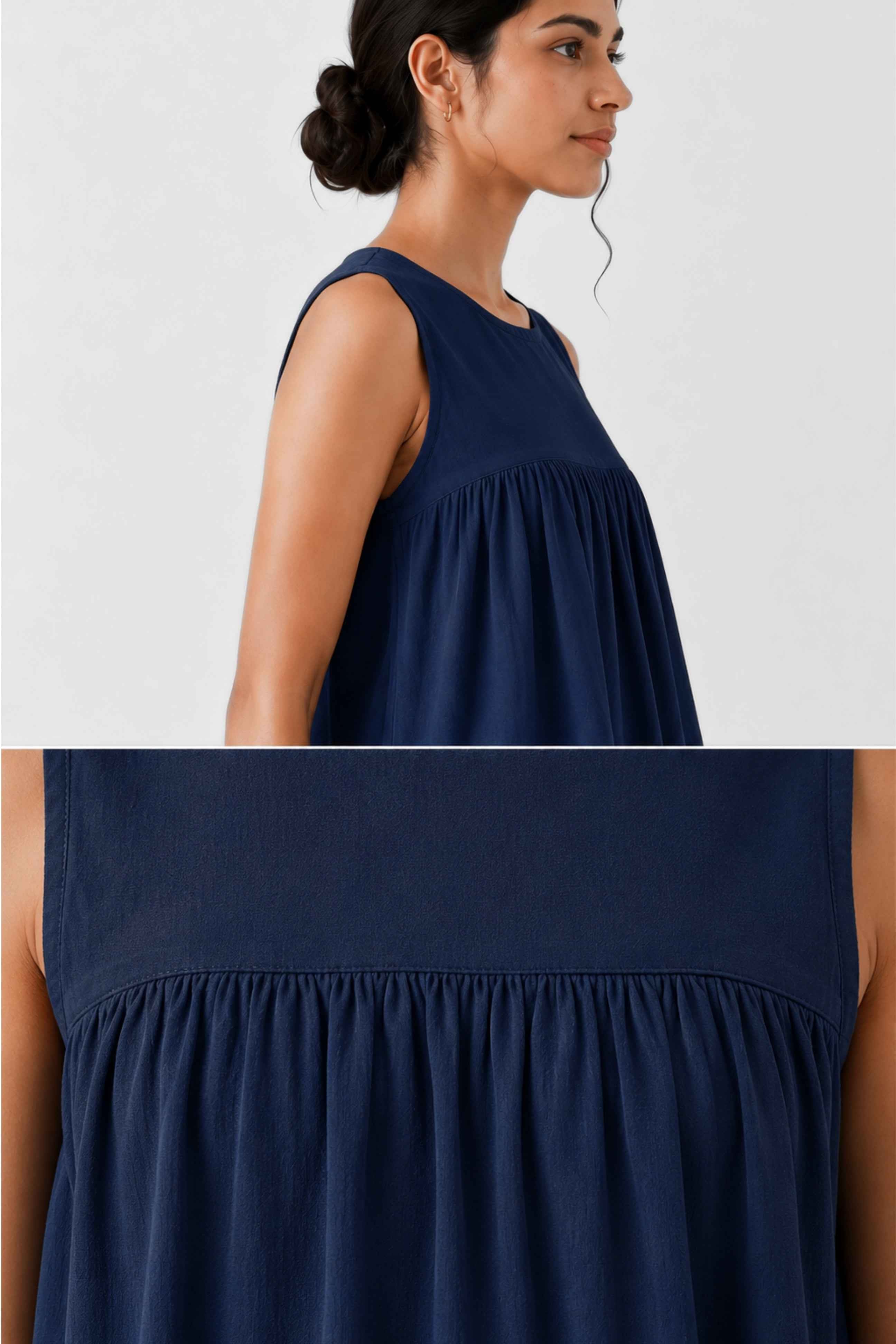 Gather Cotton Top (Blue)