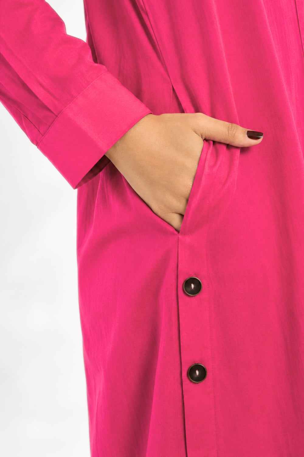 Cotton Poplin Shirt Dress (Pink)