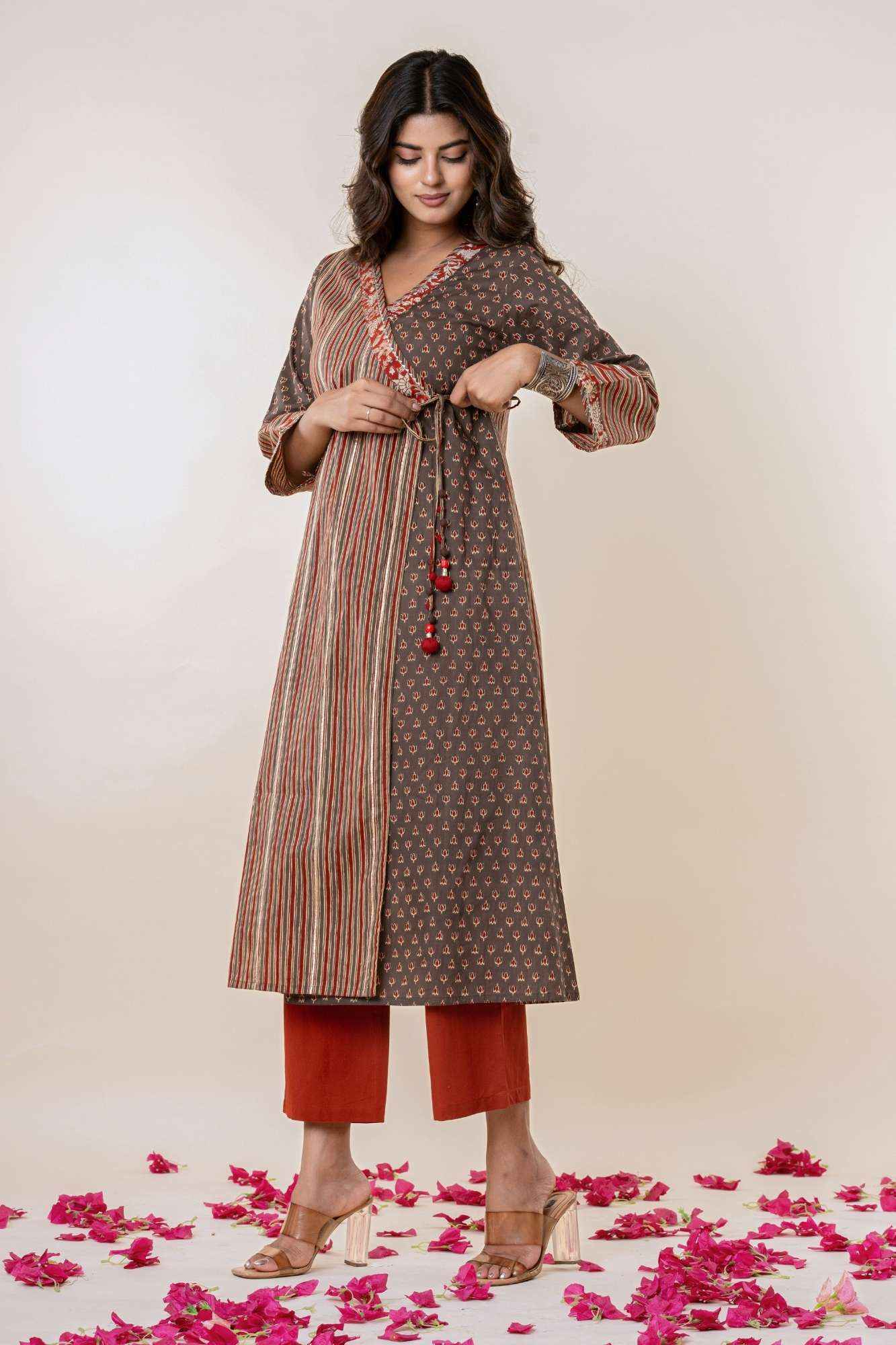 Angrakha Cotton Kurta Set