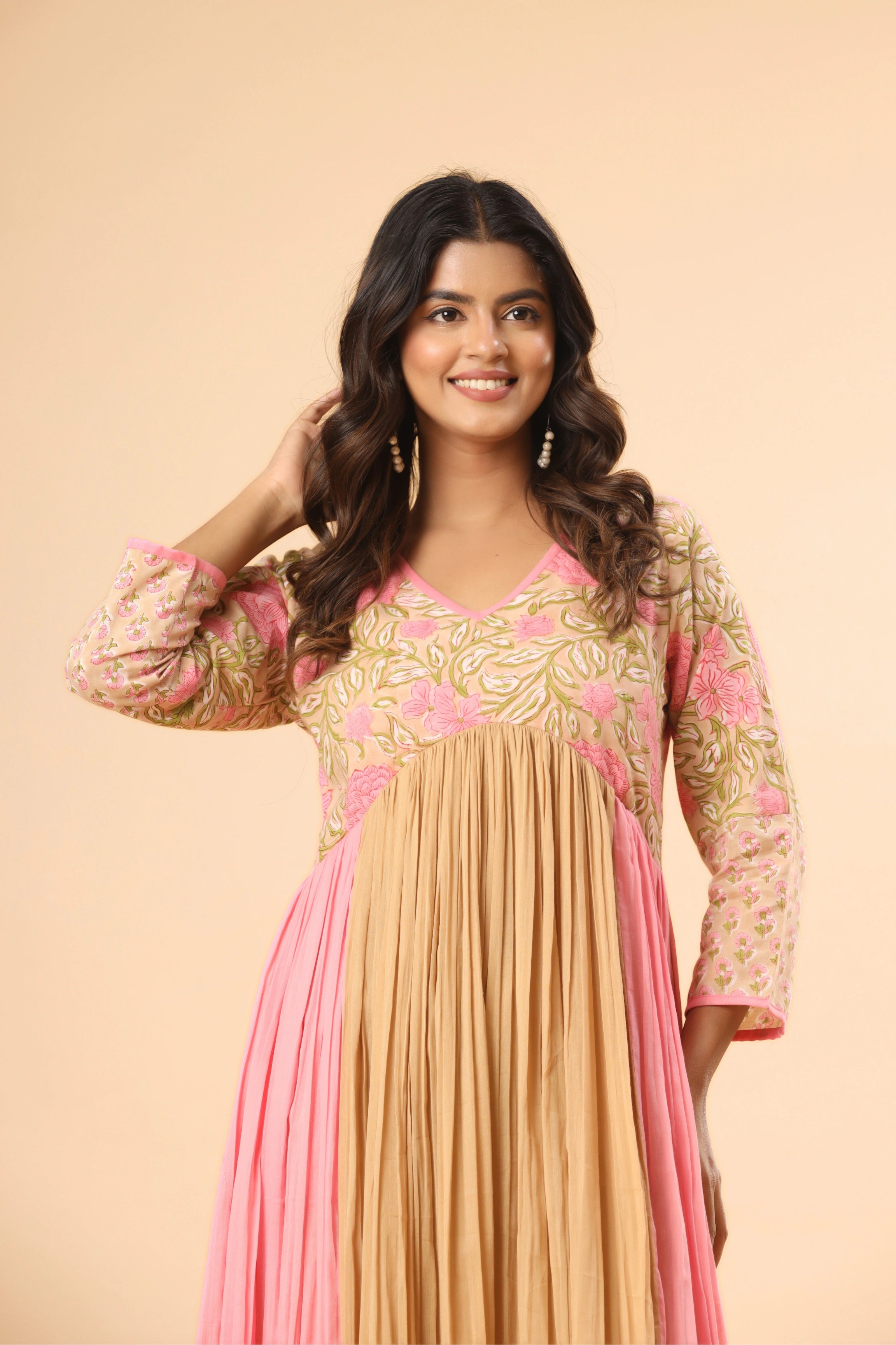 Gulnaar Panelled Pleated Kurta (Pants included)