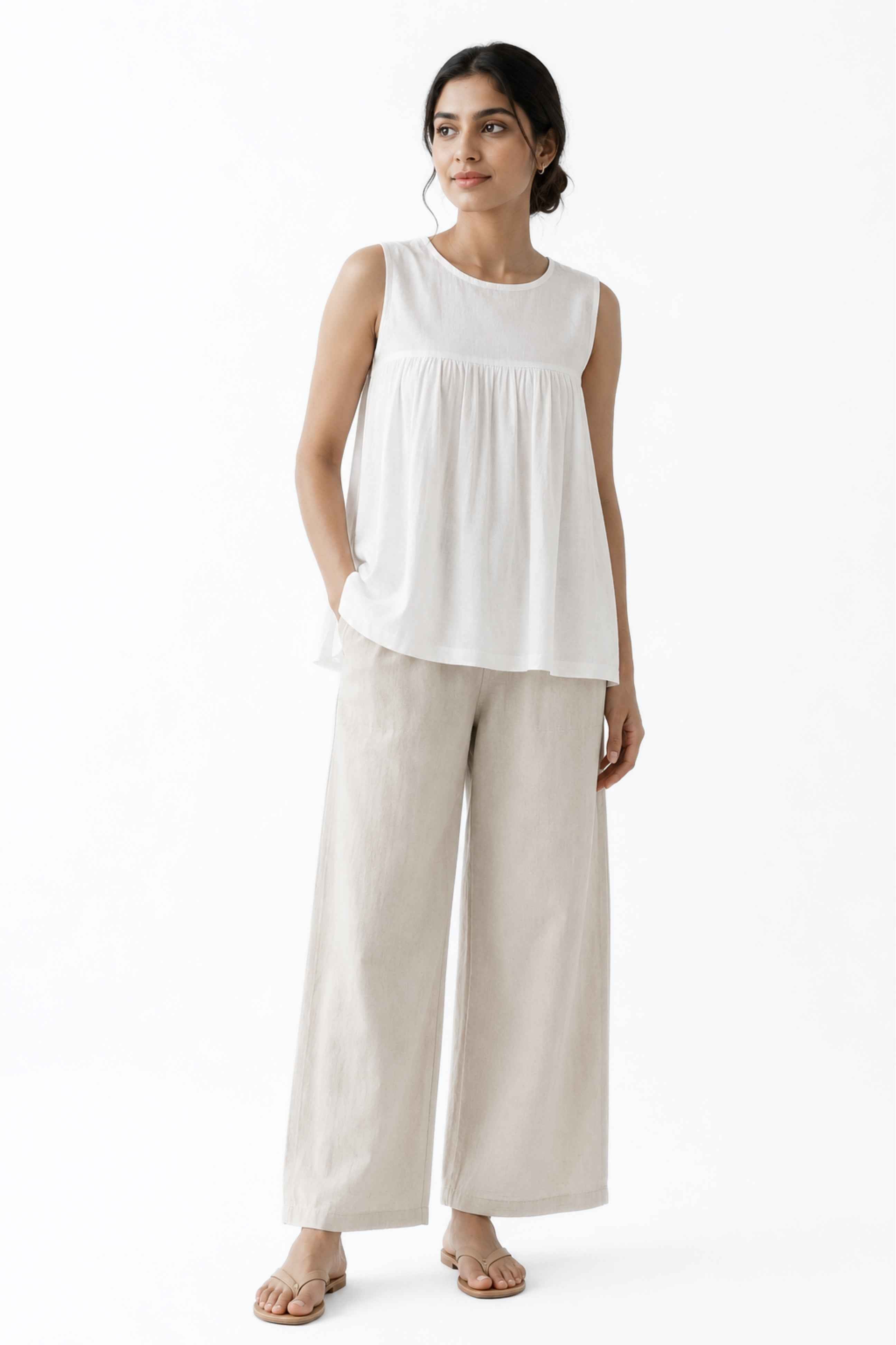Gather Cotton Top (White)