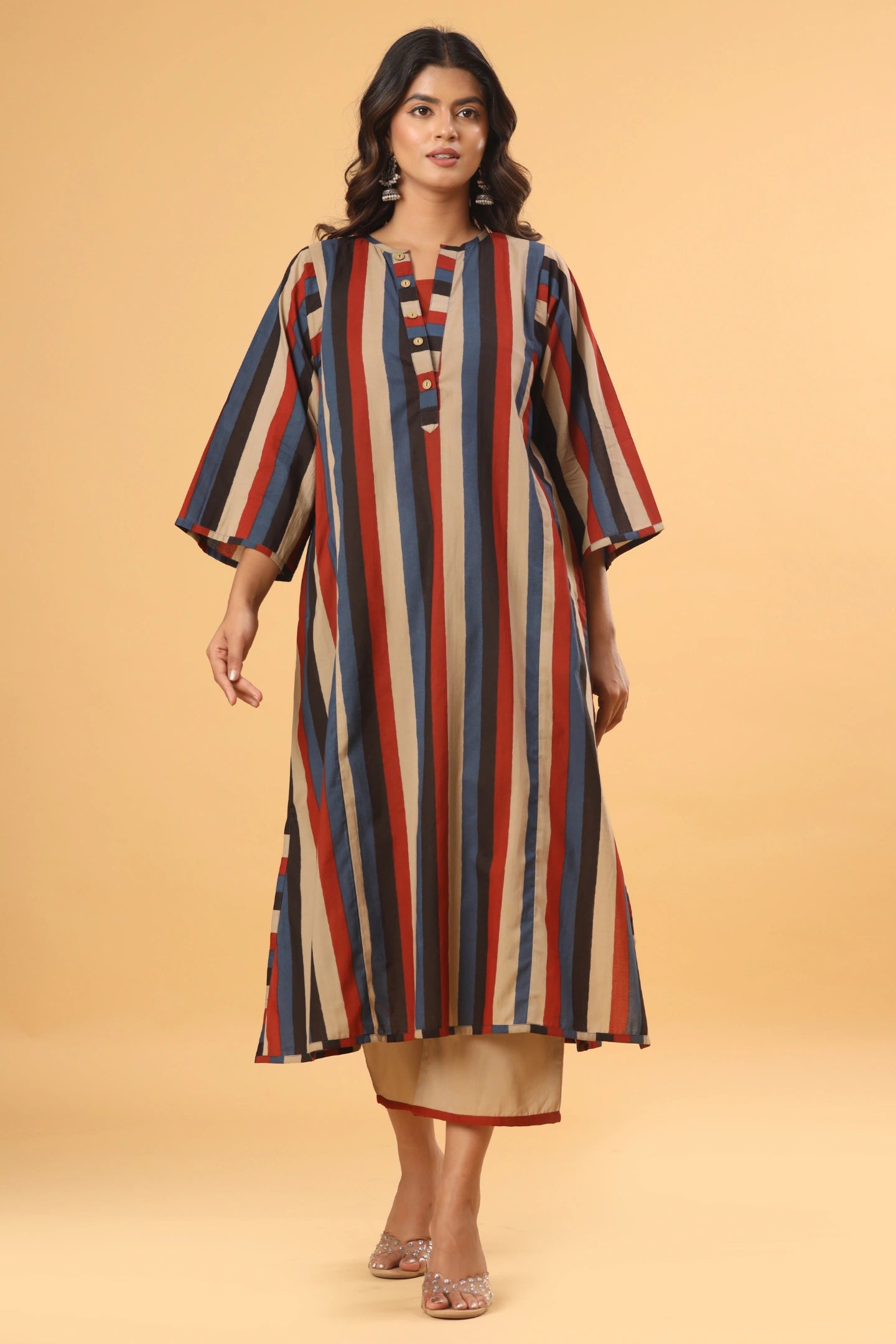 Aarini Striped A-Line Kurta (Pants included)