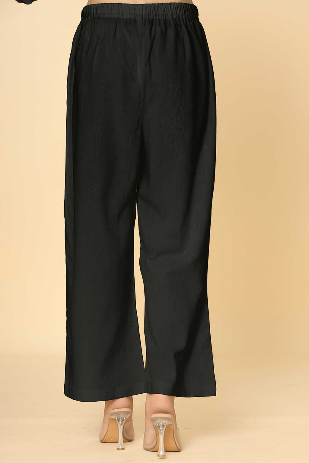 Black Wide-Leg Pants with Drawstring Waist