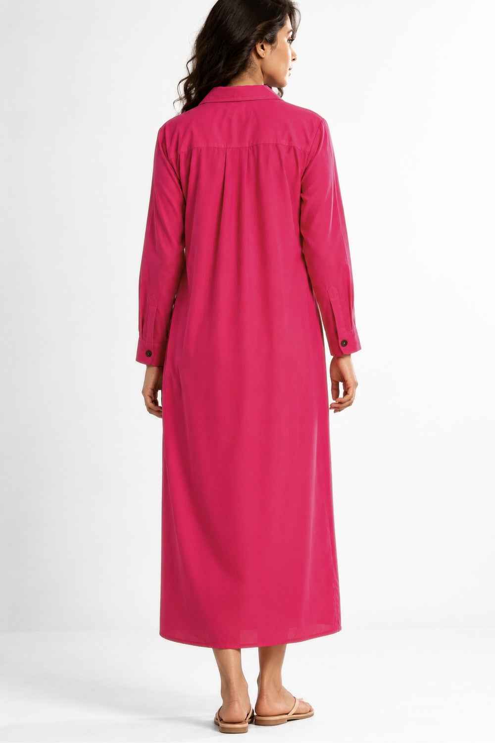 Cotton Poplin Shirt Dress (Pink)
