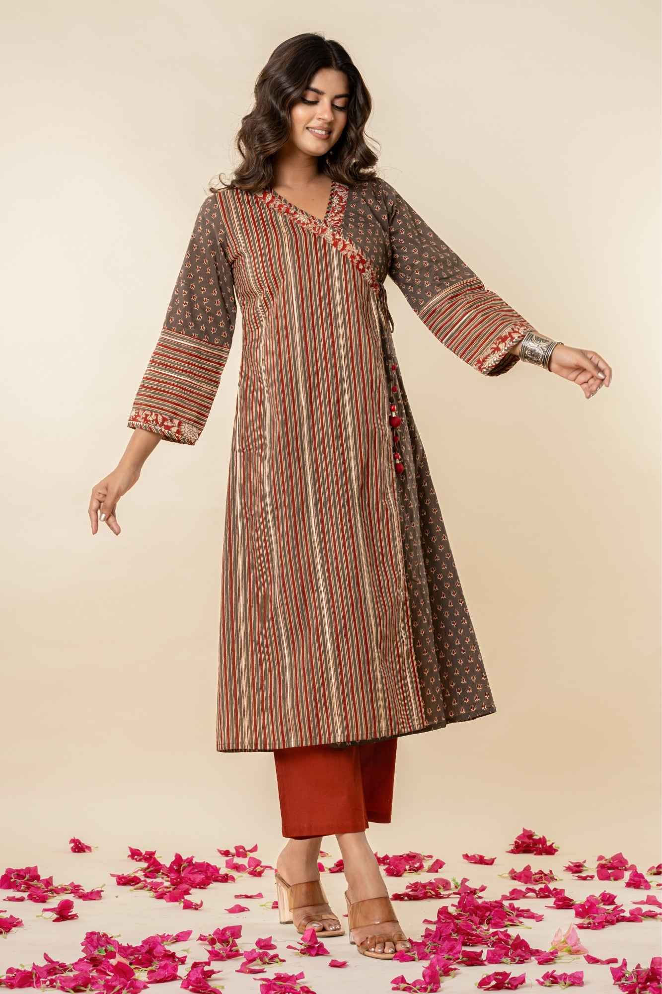 Angrakha Cotton Kurta Set