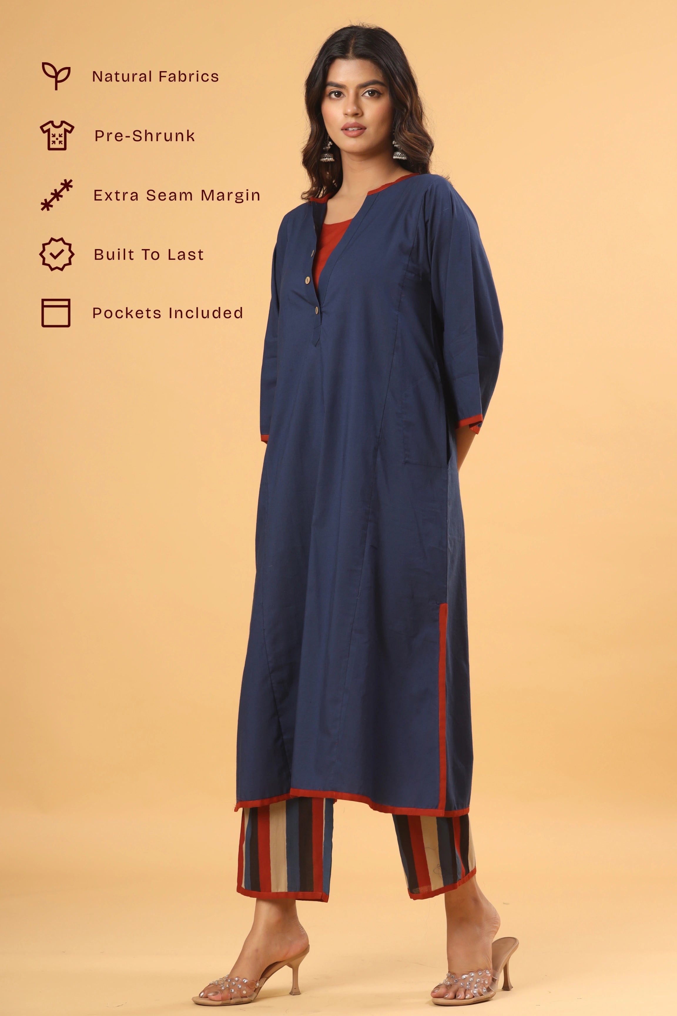 Neel A-line Kurta (Pants included)