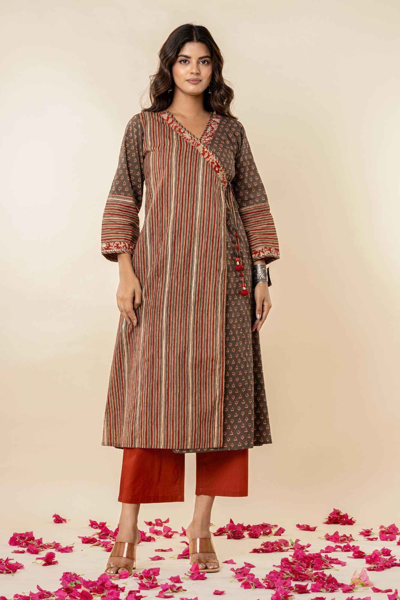 Angrakha Cotton Kurta Set