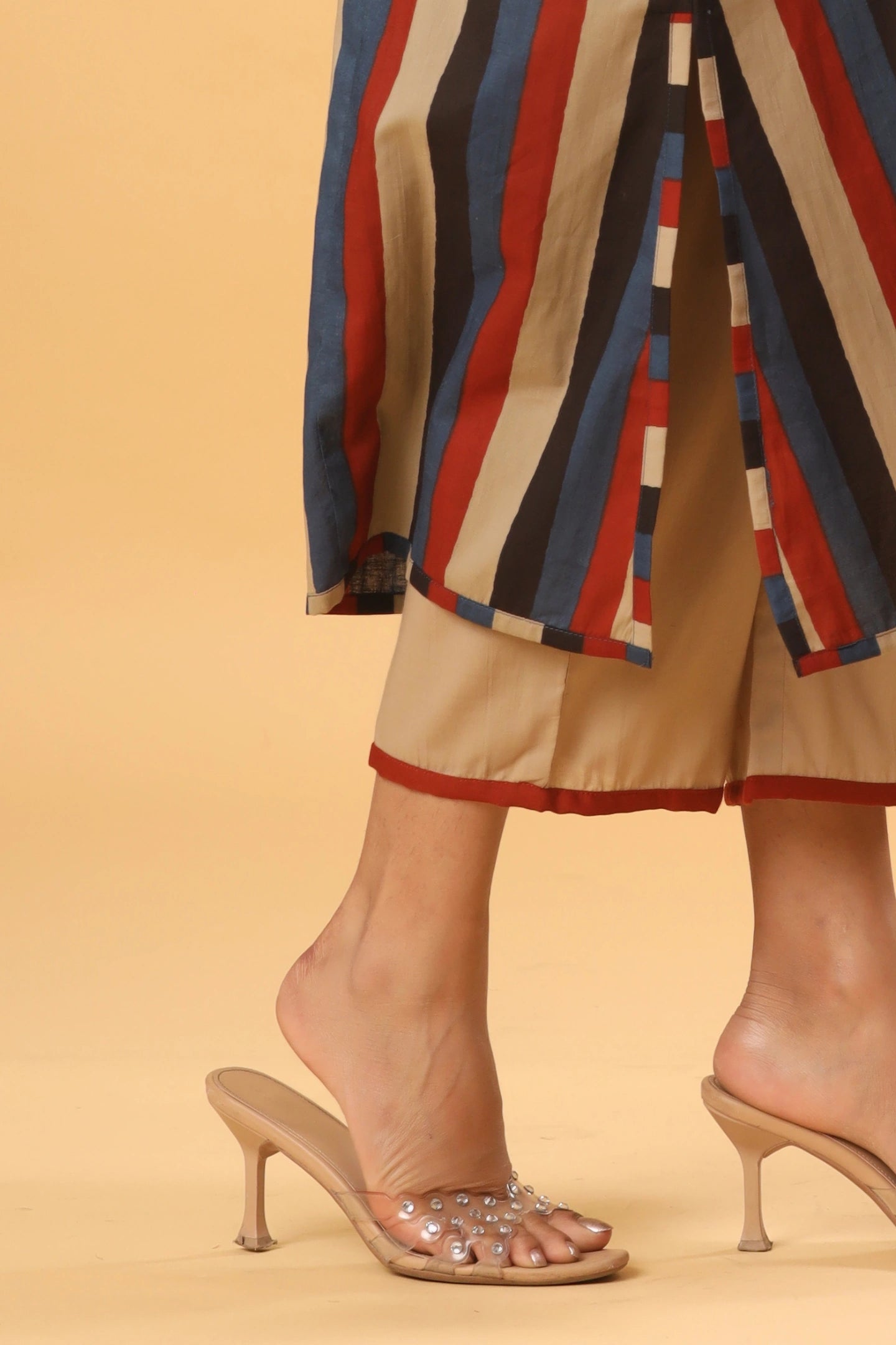 Aarini Striped A-Line Kurta (Pants included)