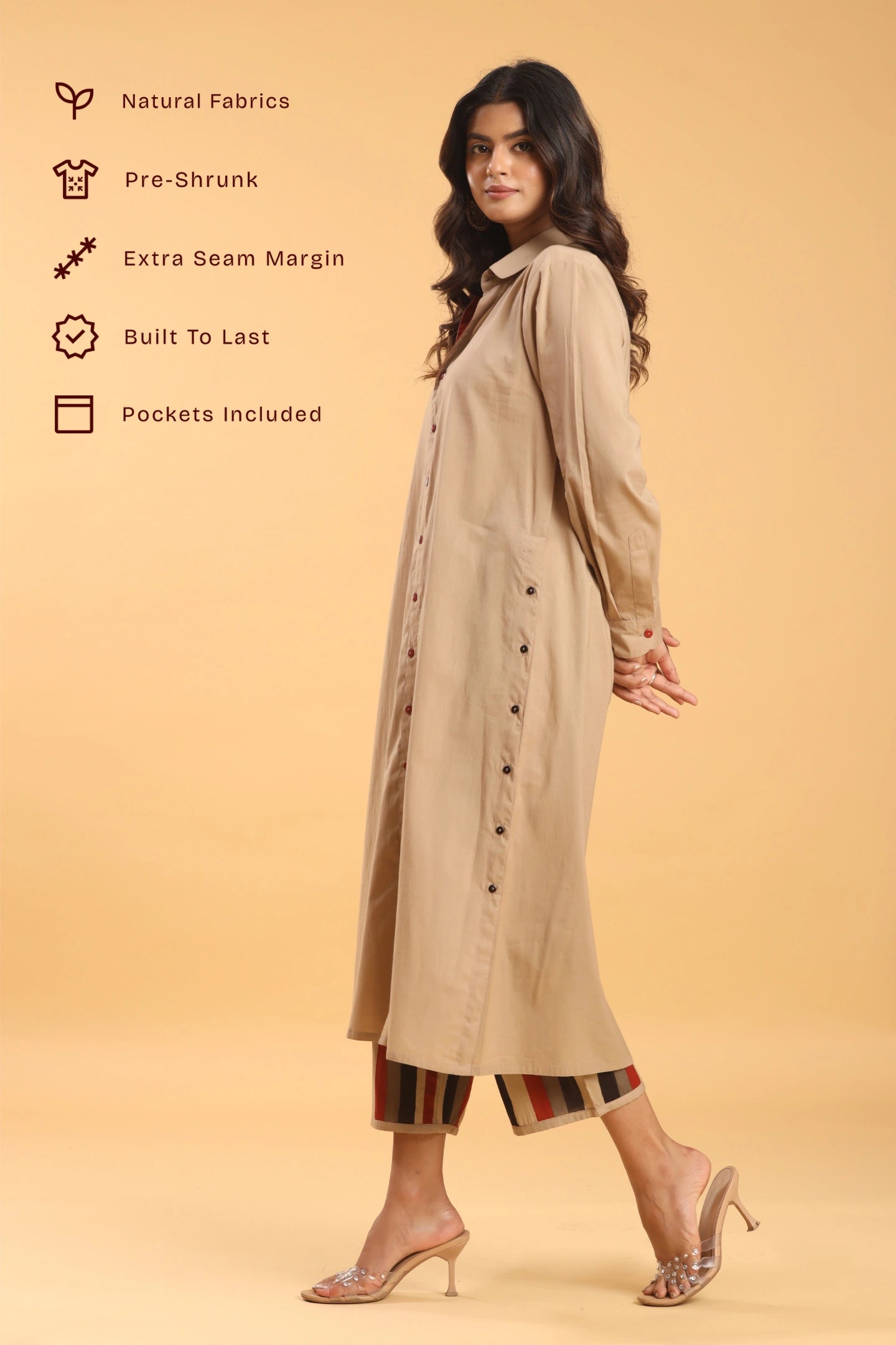 Ruhani (Chikoo) Shirt Kurta (Pants included)