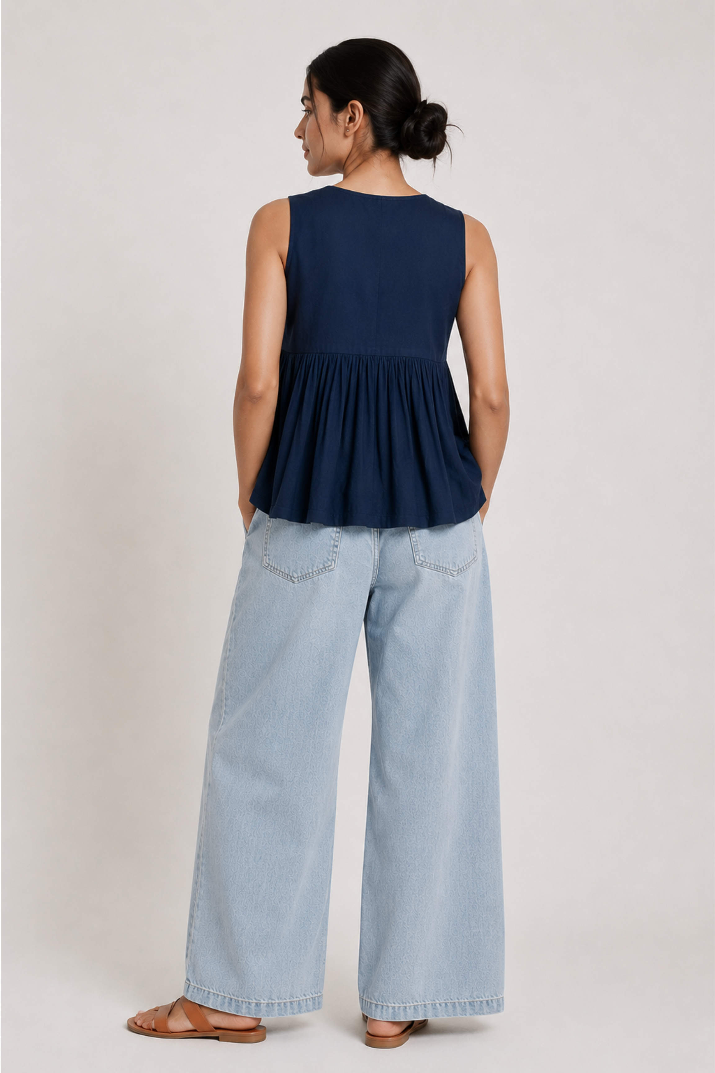 Gather Cotton Top (Blue)
