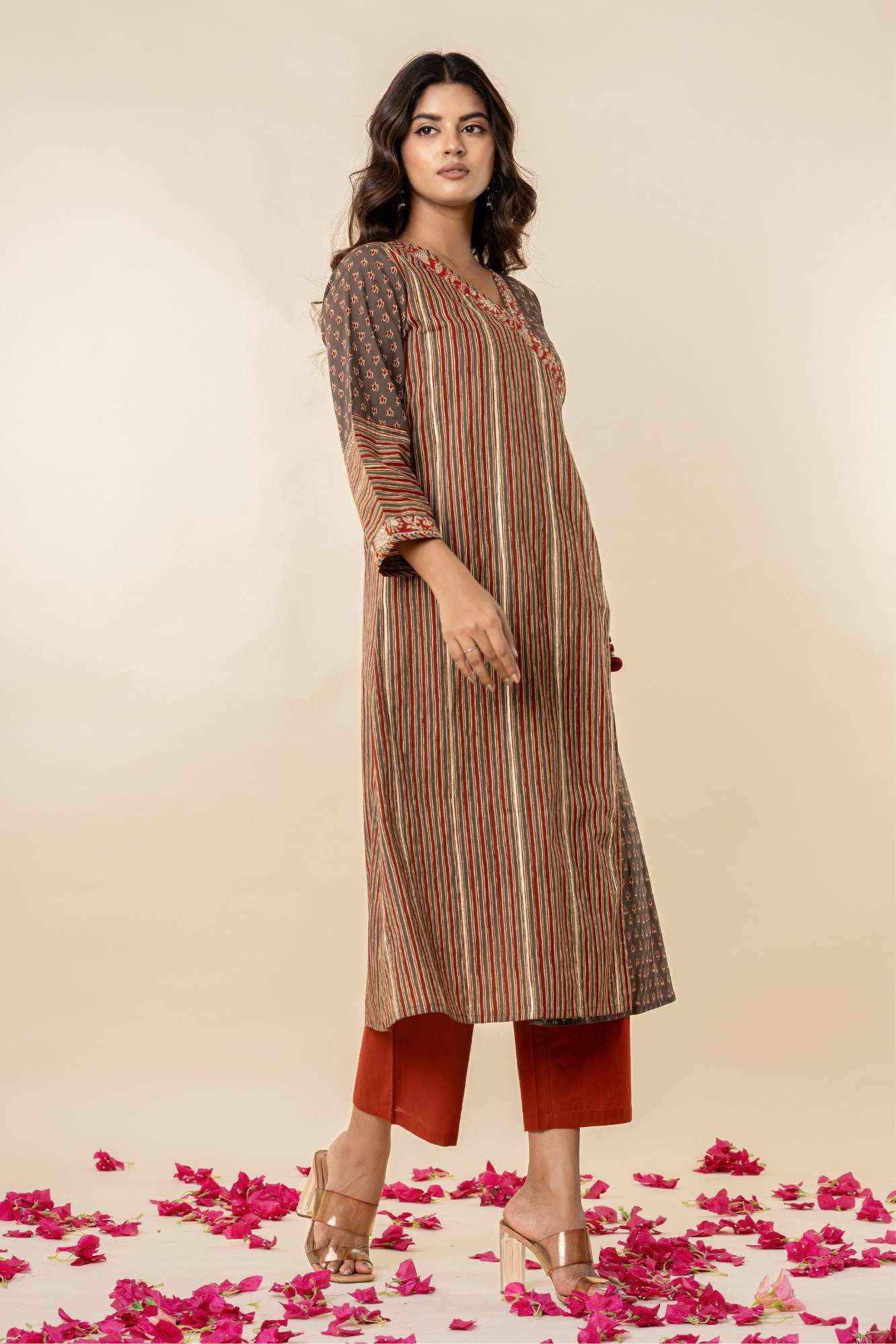 Angrakha Cotton Kurta Set
