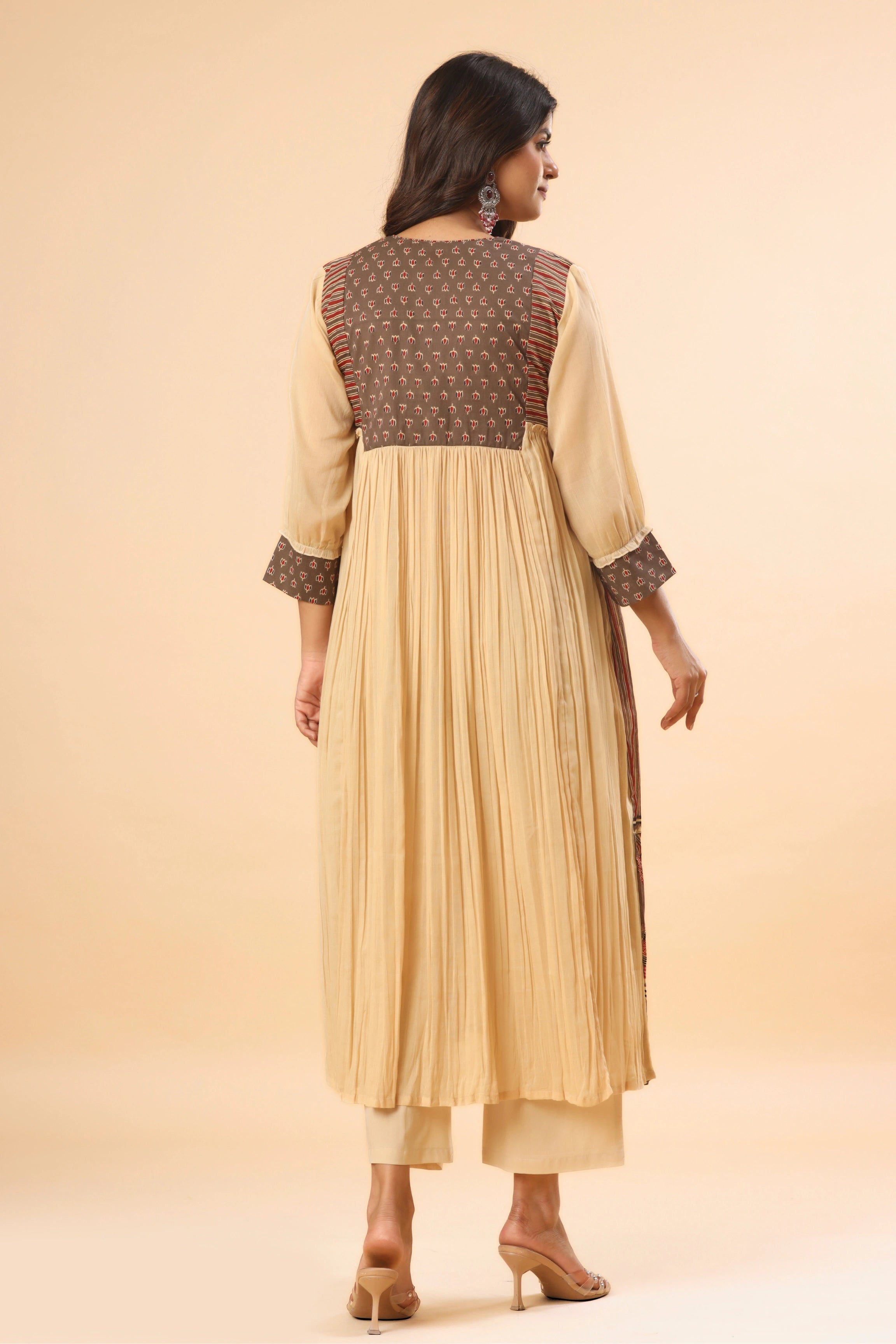Viraasat Panelled Pleated Kurta (Pants included)