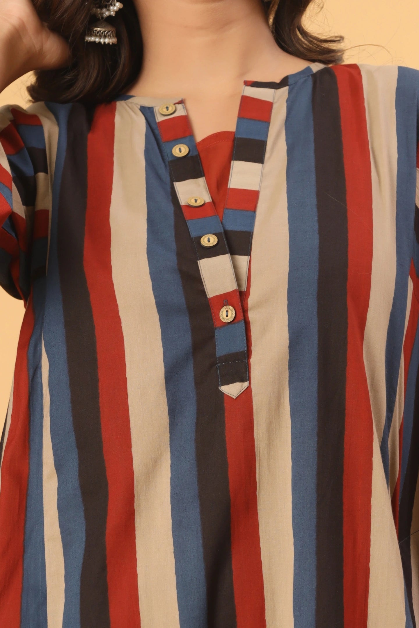 Aarini Striped A-Line Kurta (Pants included)