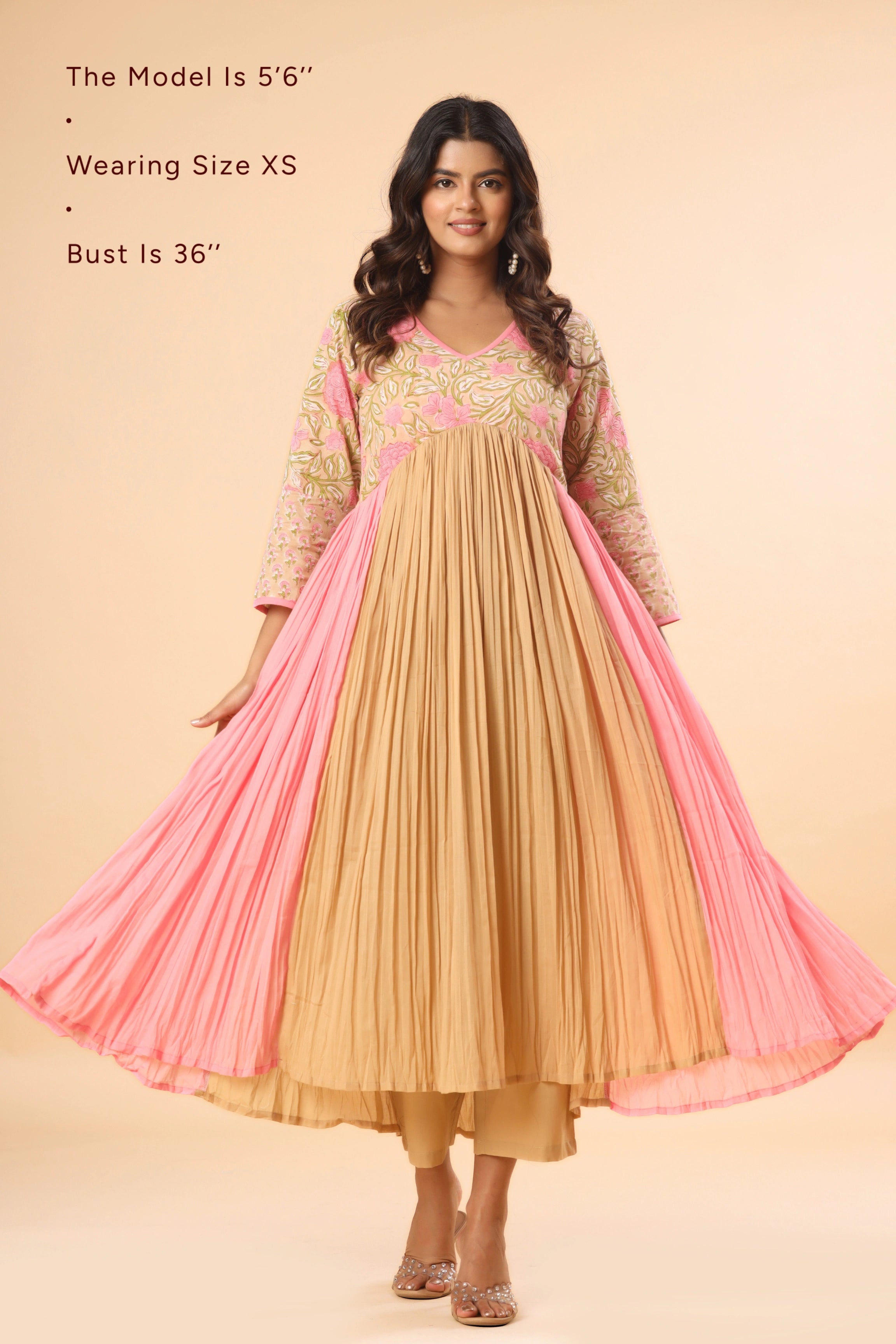 Gulnaar Panelled Pleated Kurta (Pants included)