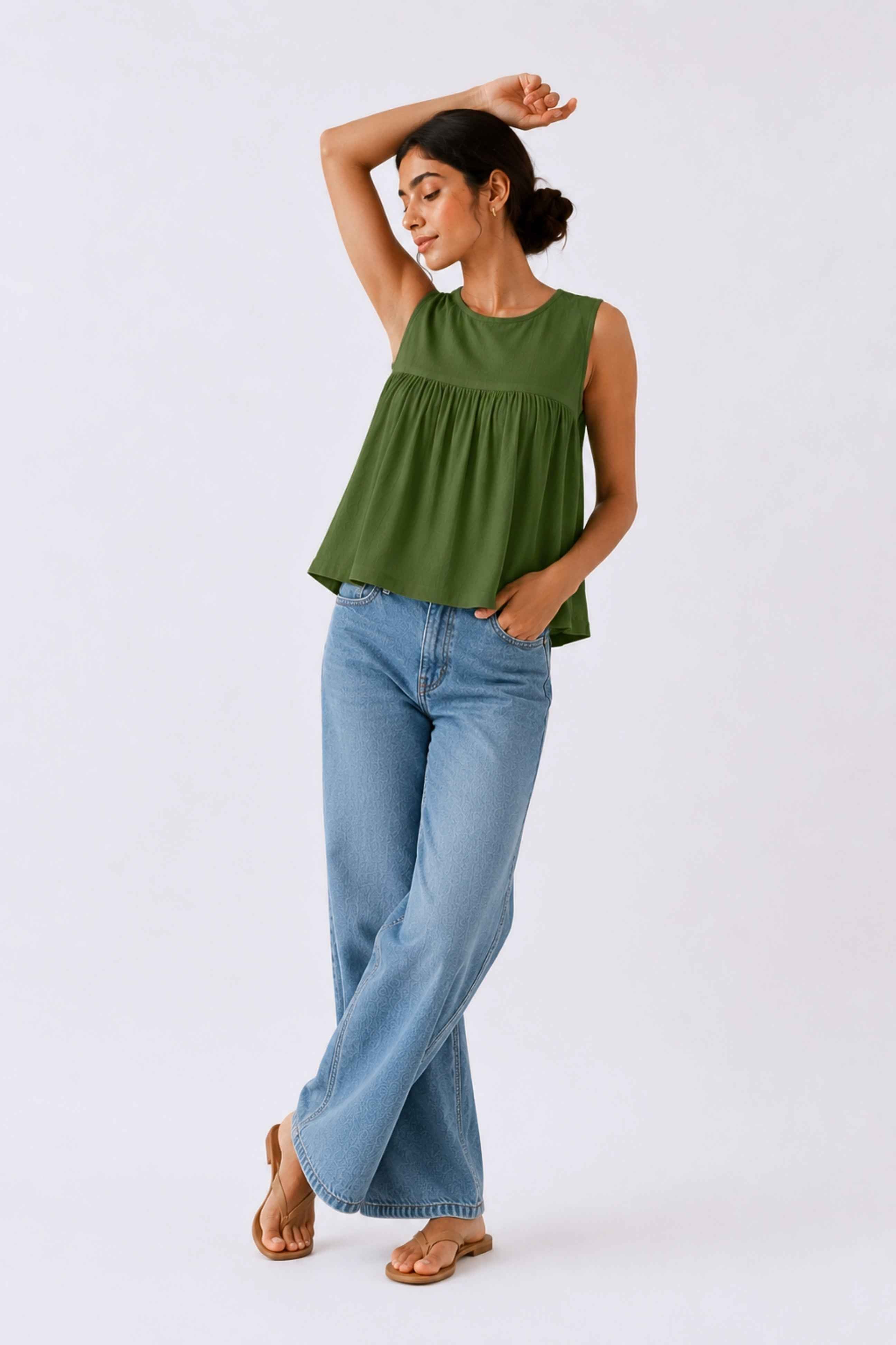 Gather Cotton Top (Green)