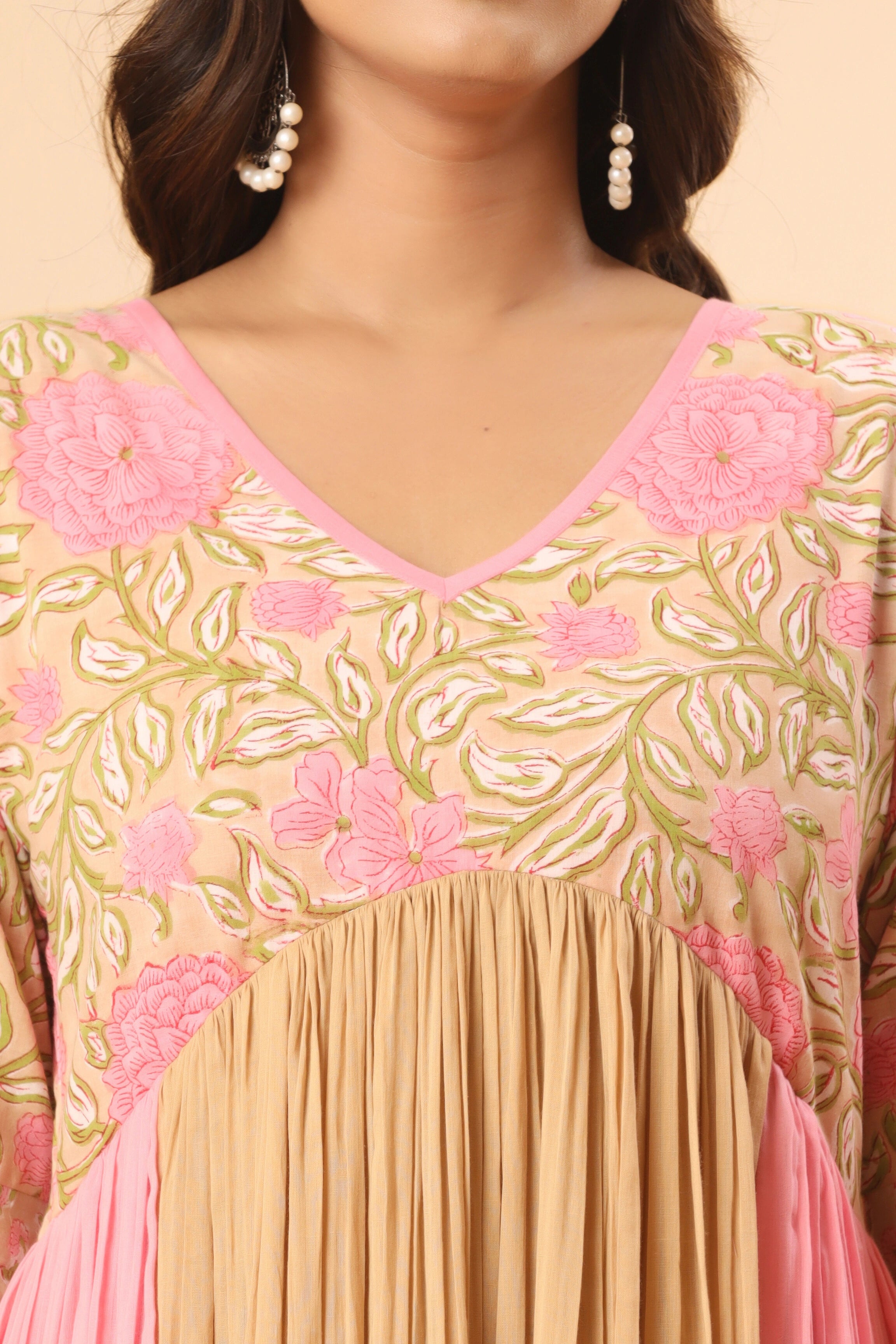 Gulnaar Panelled Pleated Kurta (Pants included)