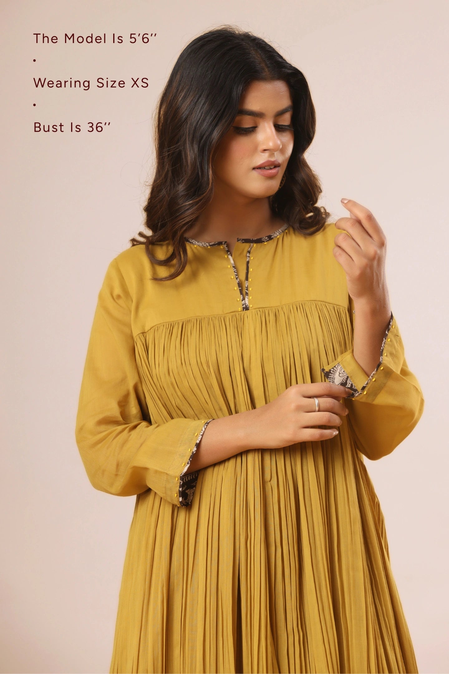 Naksh Yellow Mul-mul Gathered Kurta (Sharara and Inner included)