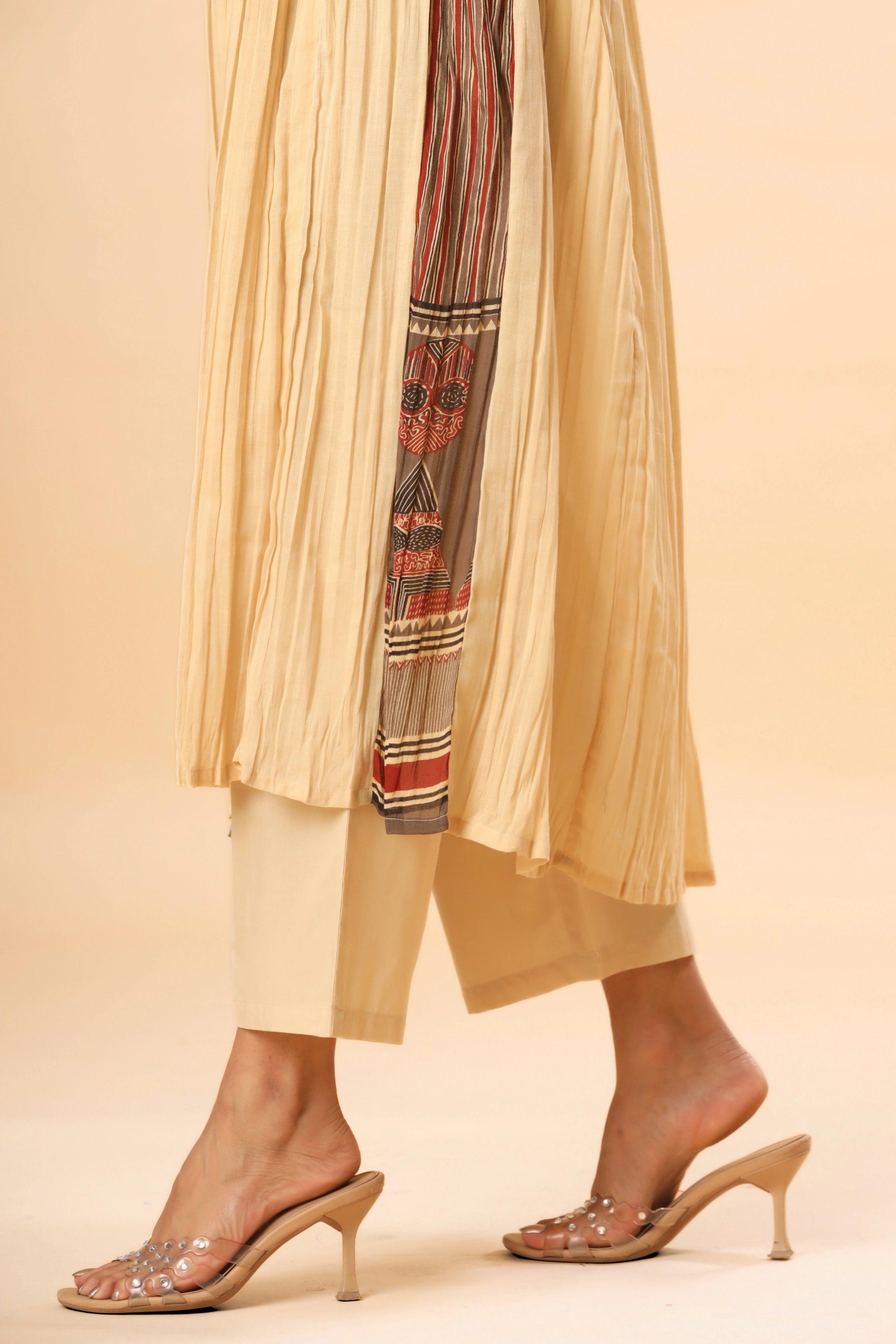 Viraasat Panelled Pleated Kurta (Pants included)