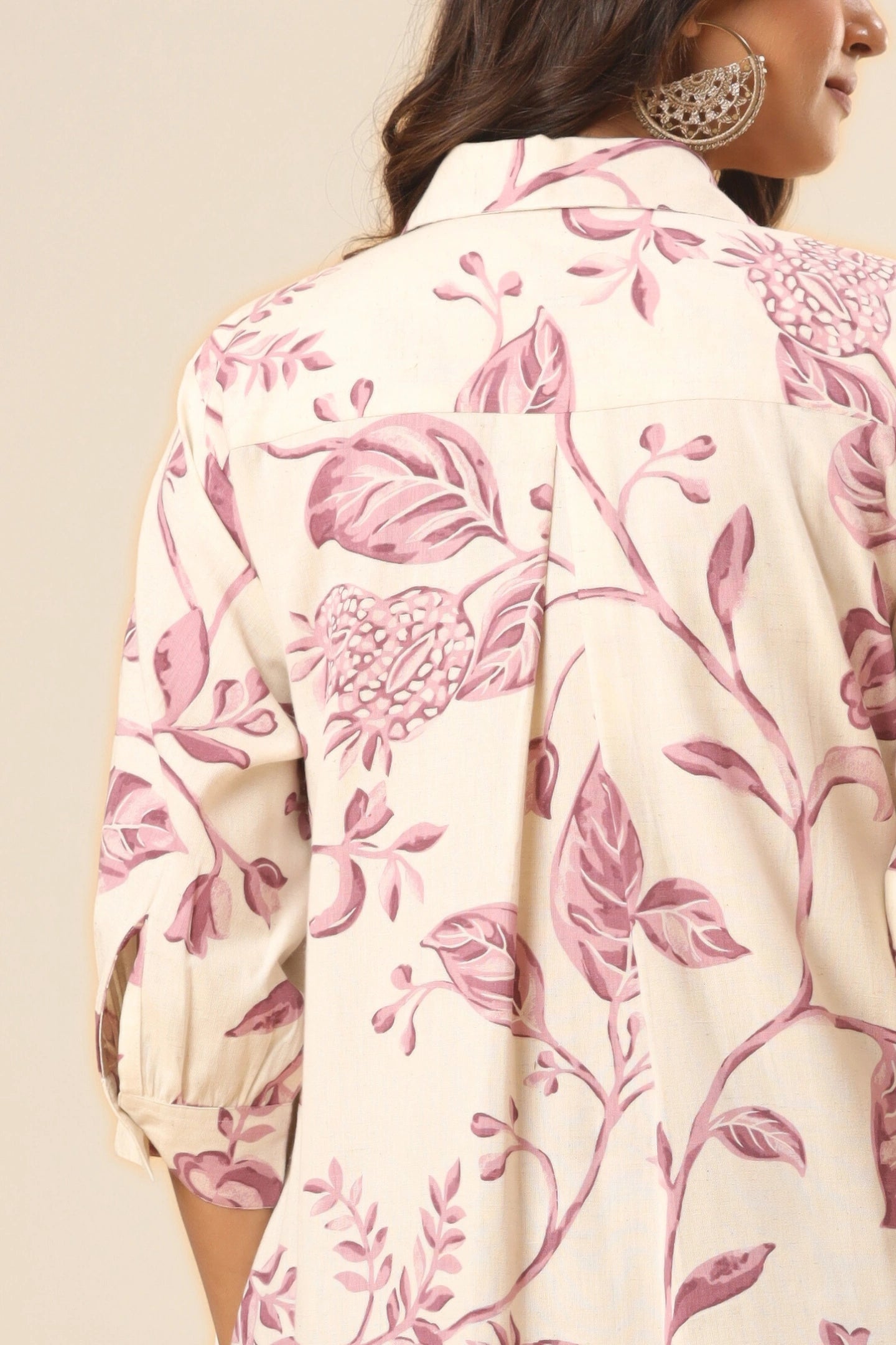 Gulnaar Floral A-Line Kurti – Earth Beige (Pants included)