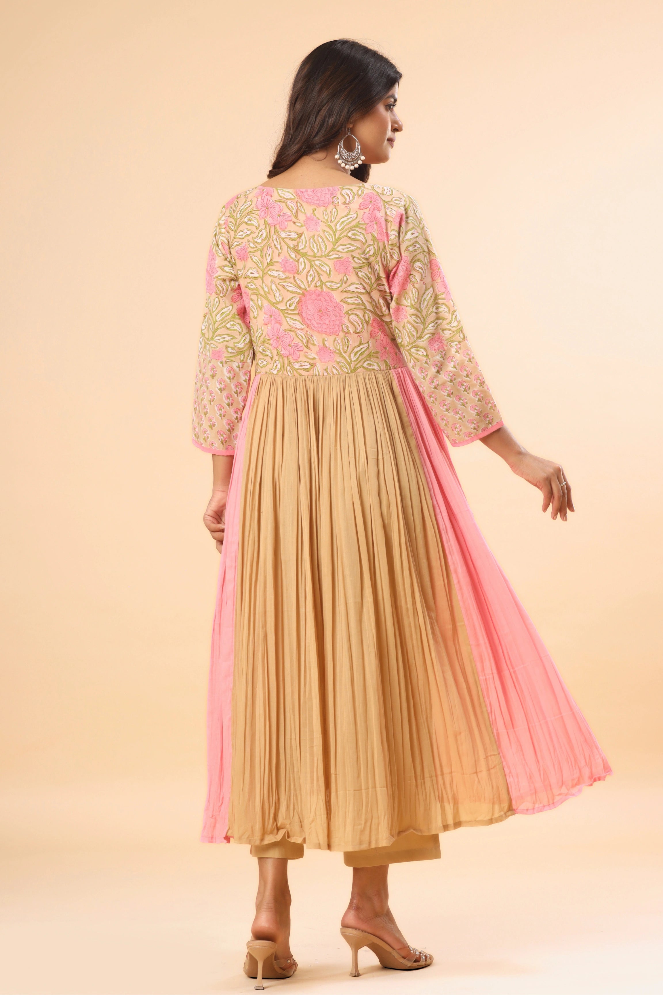Gulnaar Panelled Pleated Kurta (Pants included)