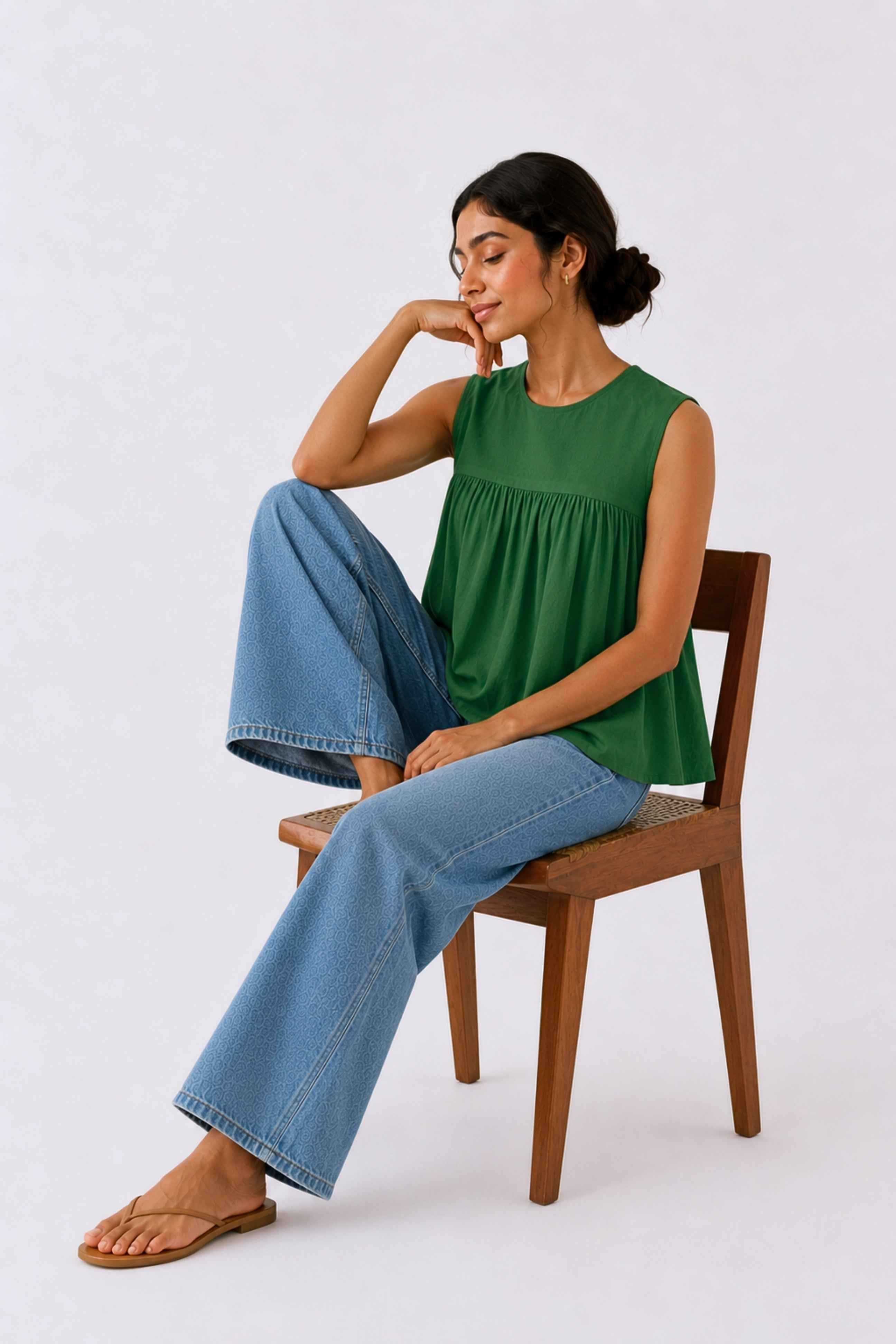 Gather Cotton Top (Green)