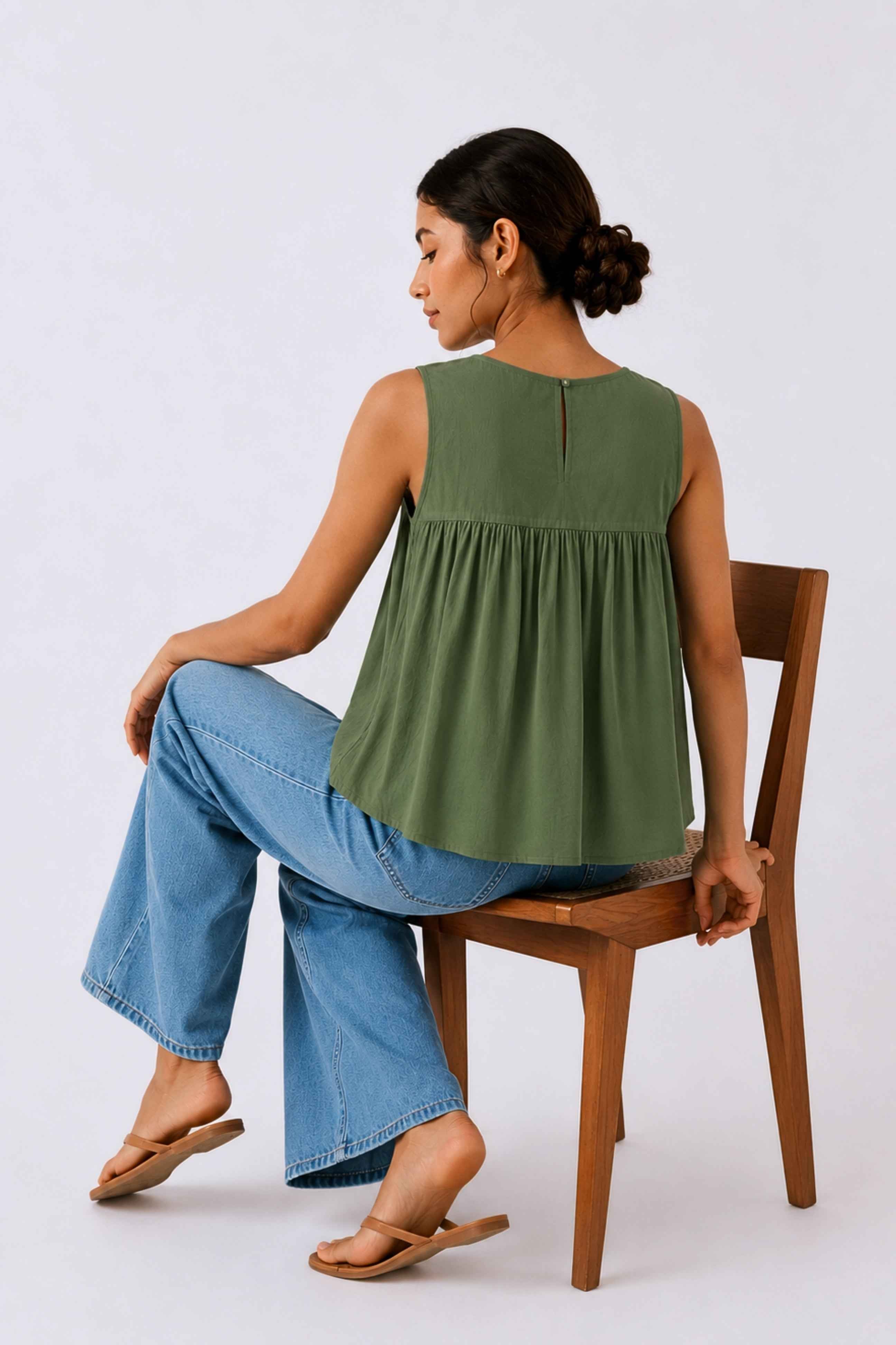 Gather Cotton Top (Green)