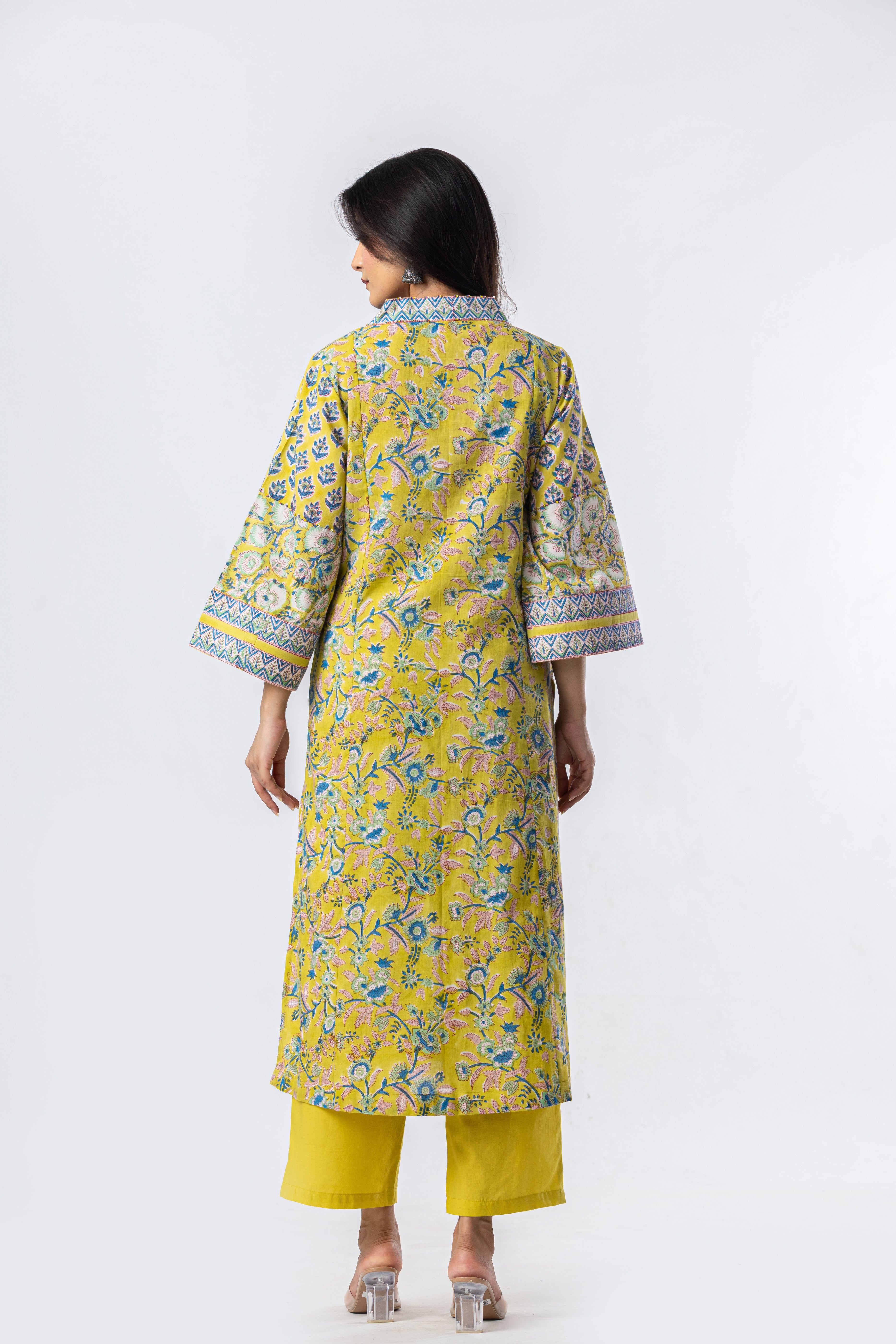Meadow Bloom Hand Block Print Kurta (Bottoms Optional)