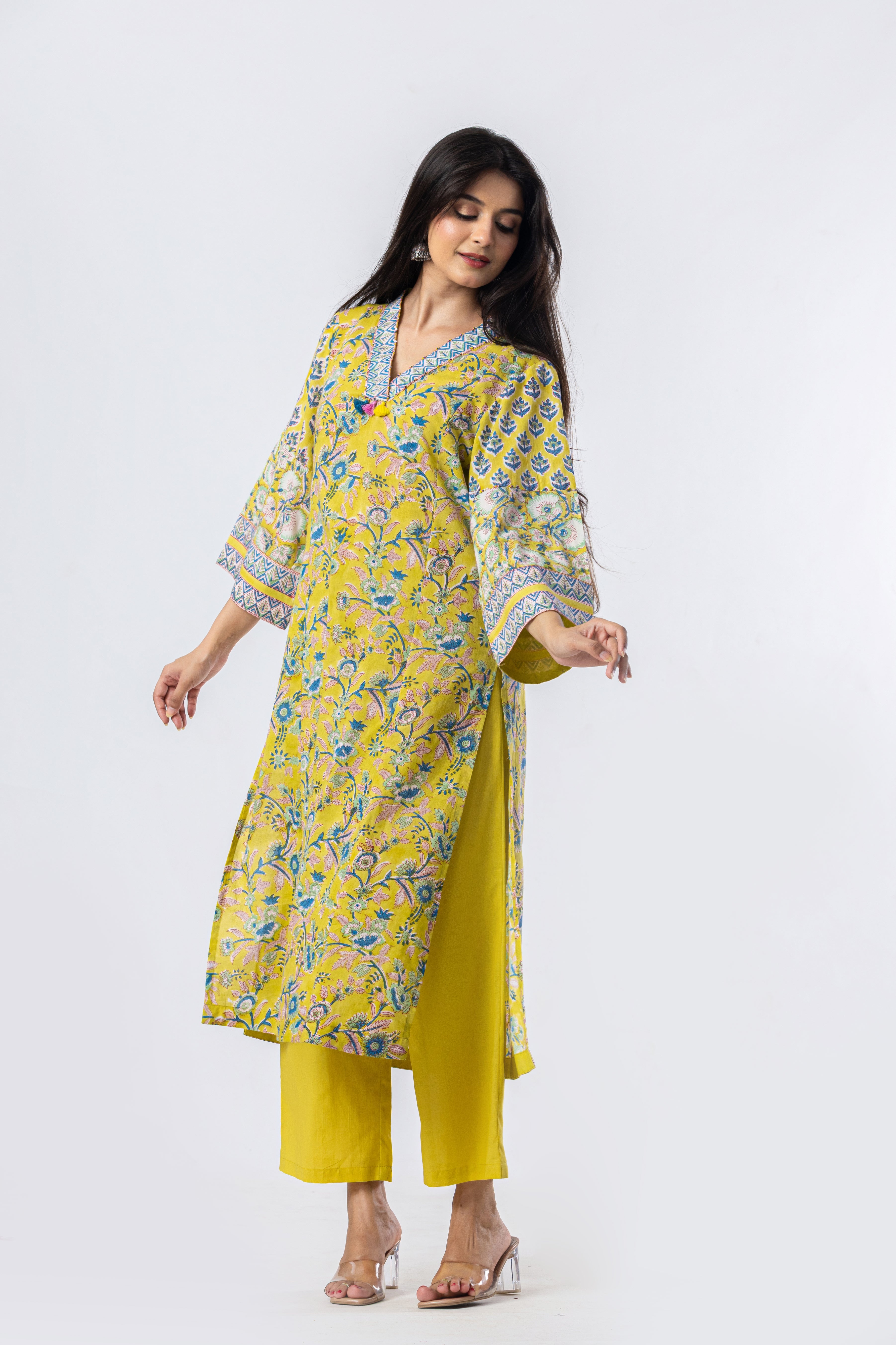 Meadow Bloom Hand Block Print Kurta (Bottoms Optional)