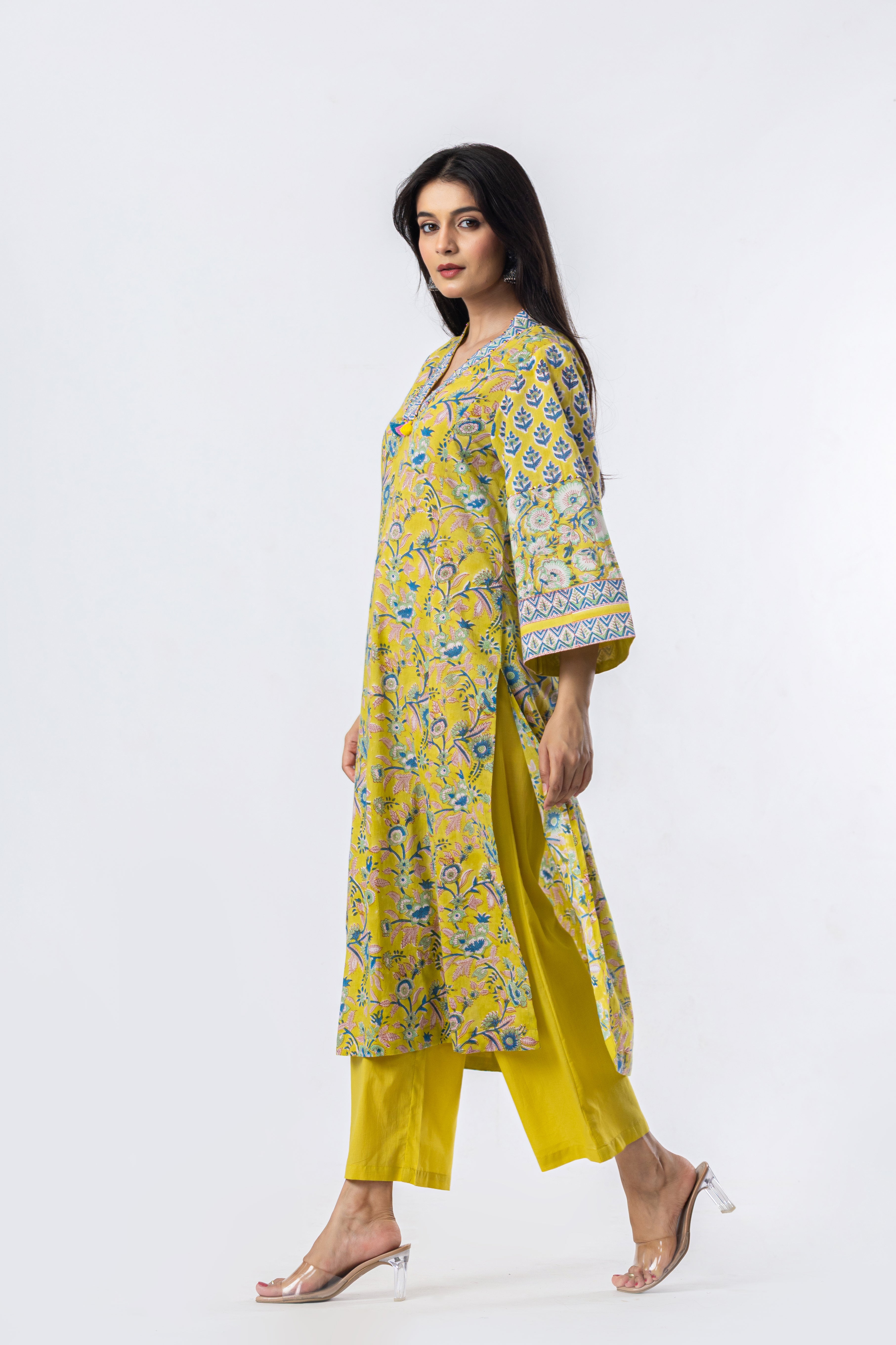 Meadow Bloom Hand Block Print Kurta (Bottoms Optional)
