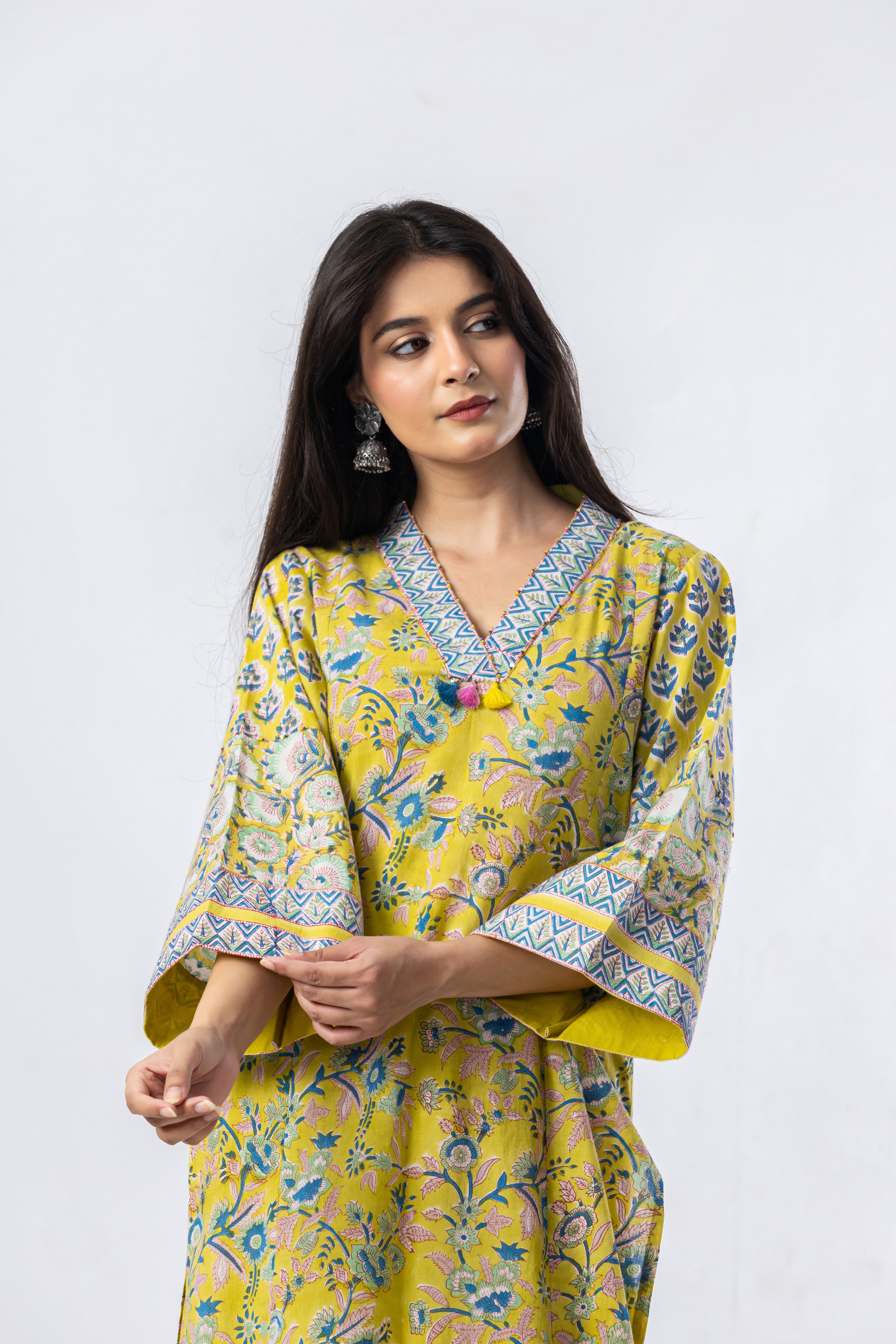 Meadow Bloom Hand Block Print Kurta (Bottoms Optional)