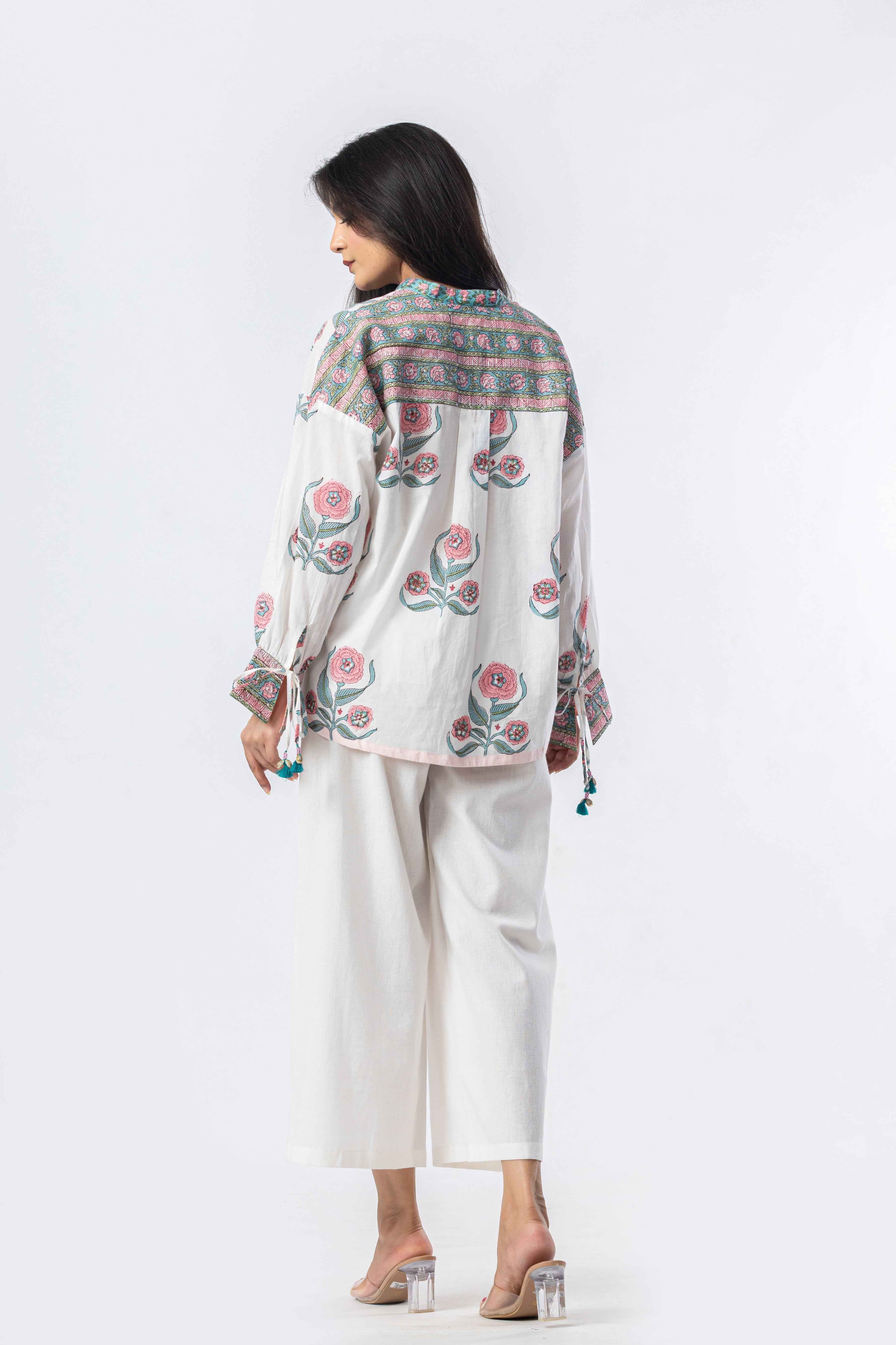 Blush Bloom Hand Block Print Top