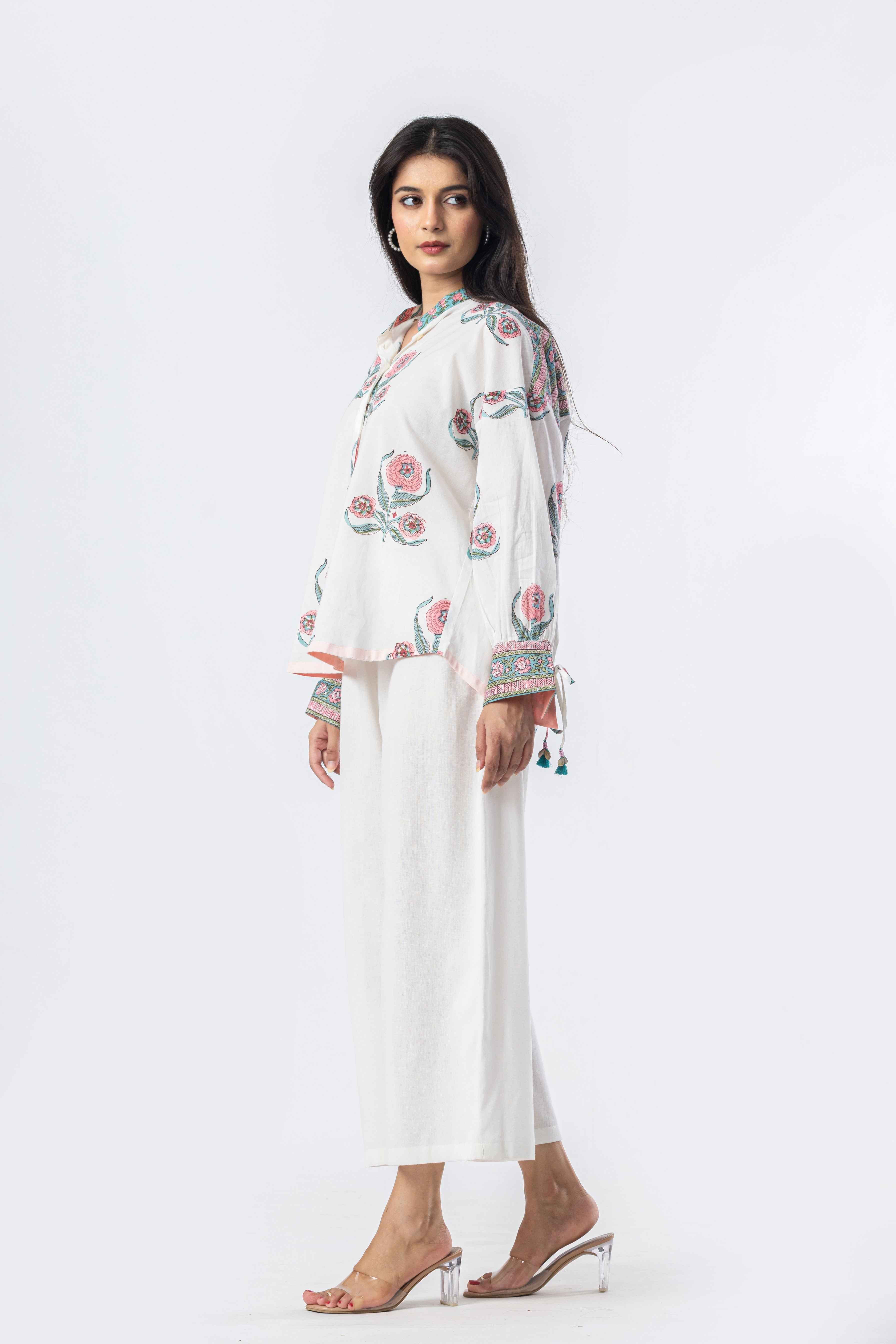 Blush Bloom Hand Block Print Top
