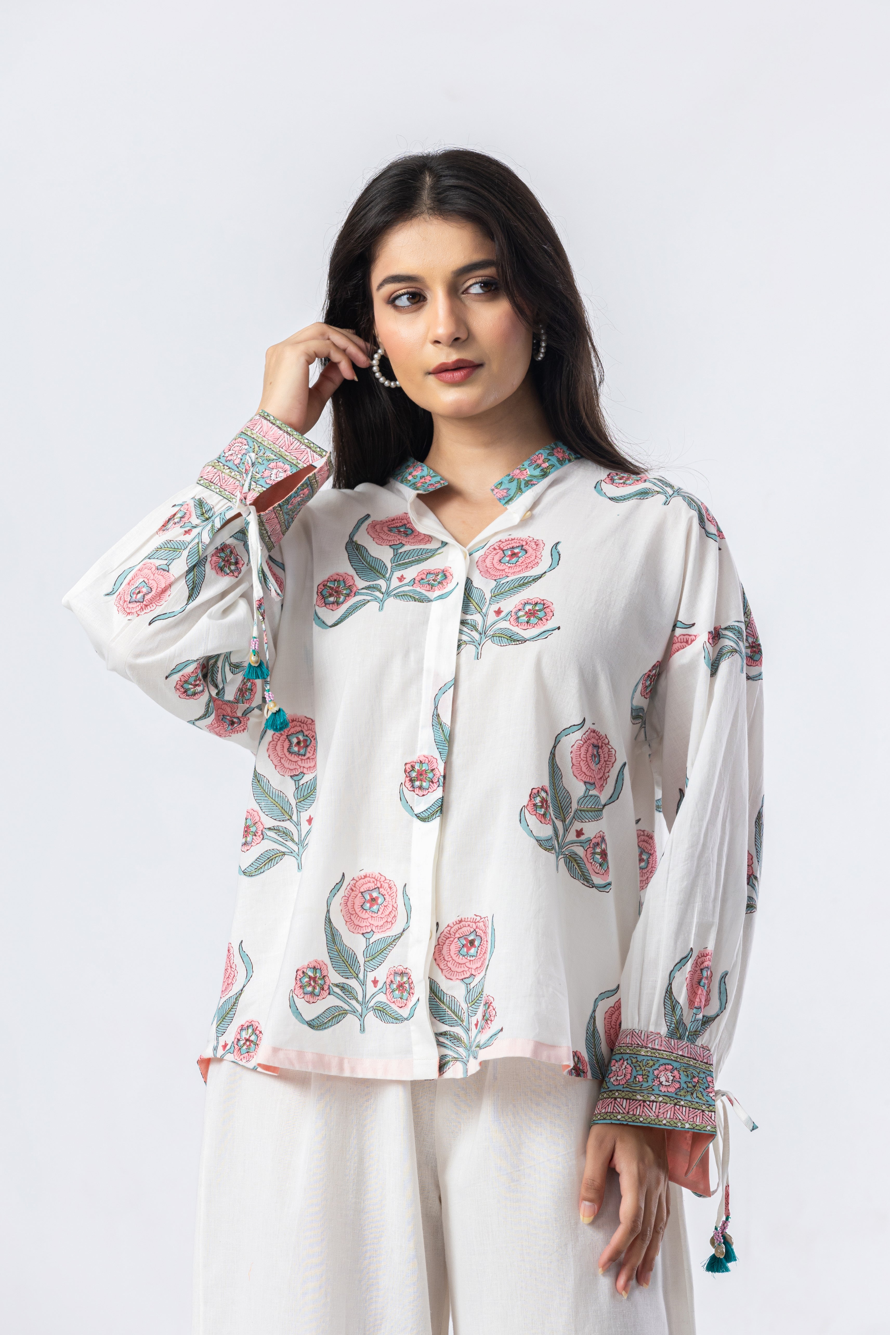 Blush Bloom Hand Block Print Top