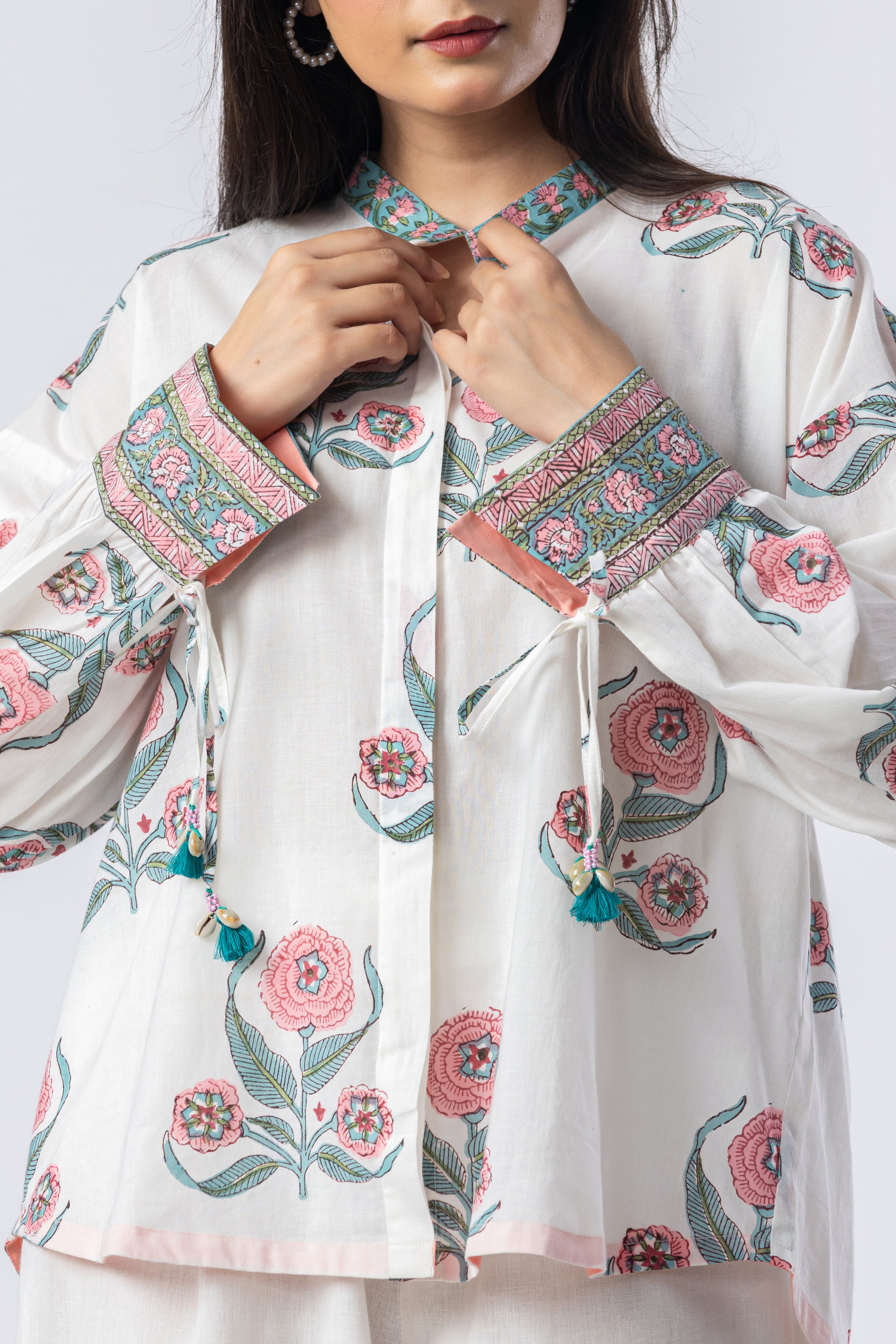 Blush Bloom Hand Block Print Top