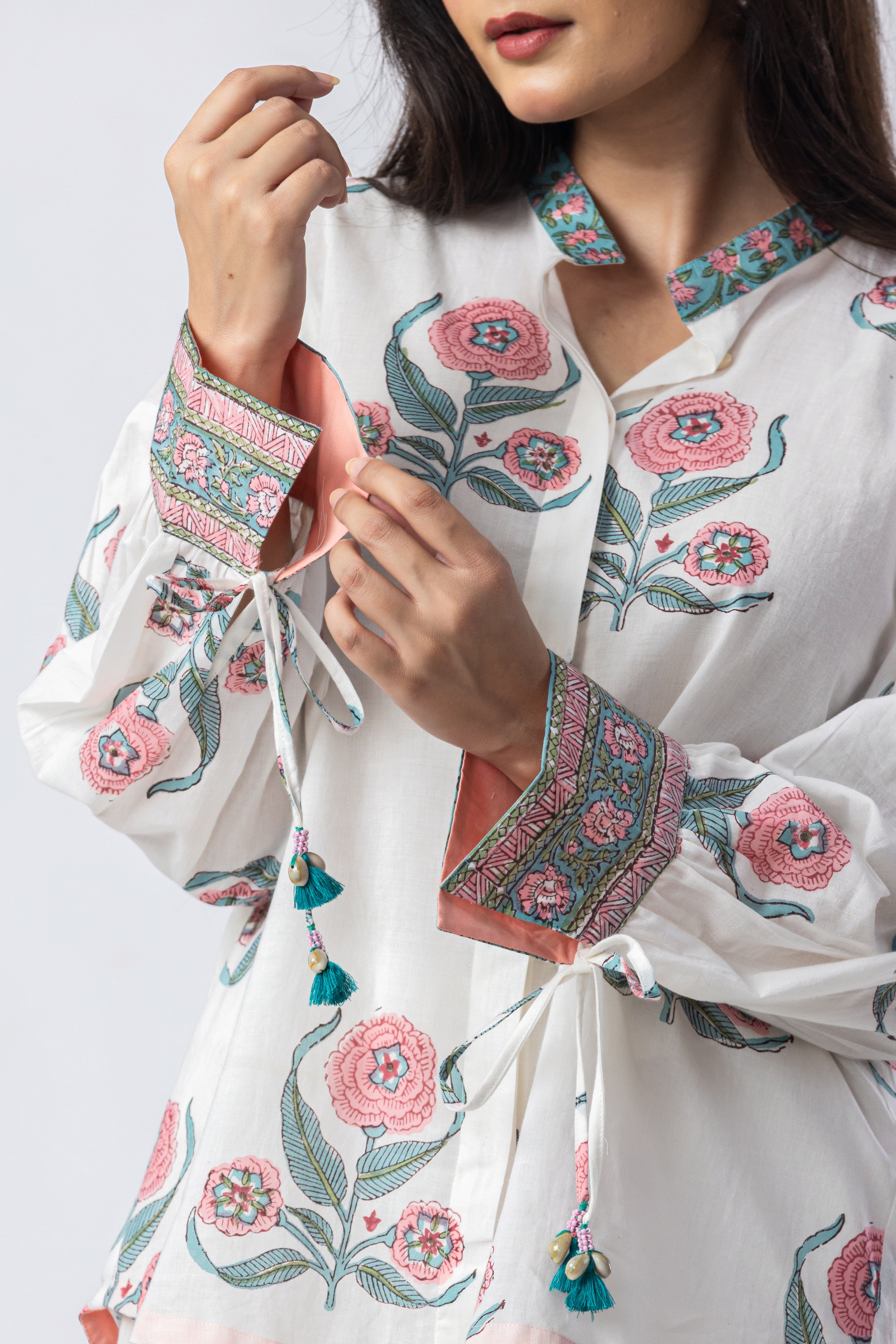 Blush Bloom Hand Block Print Top