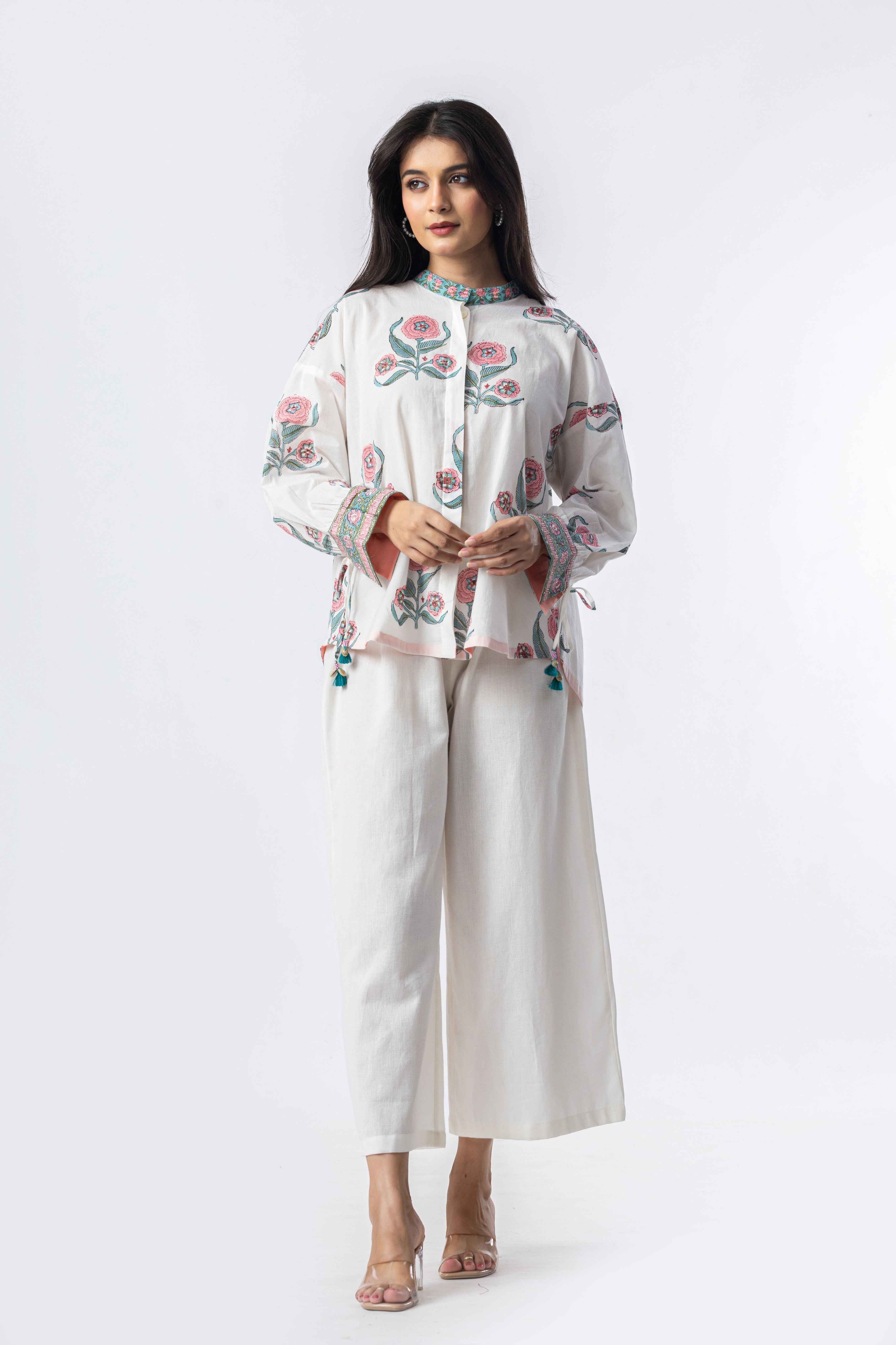 Blush Bloom Hand Block Print Top