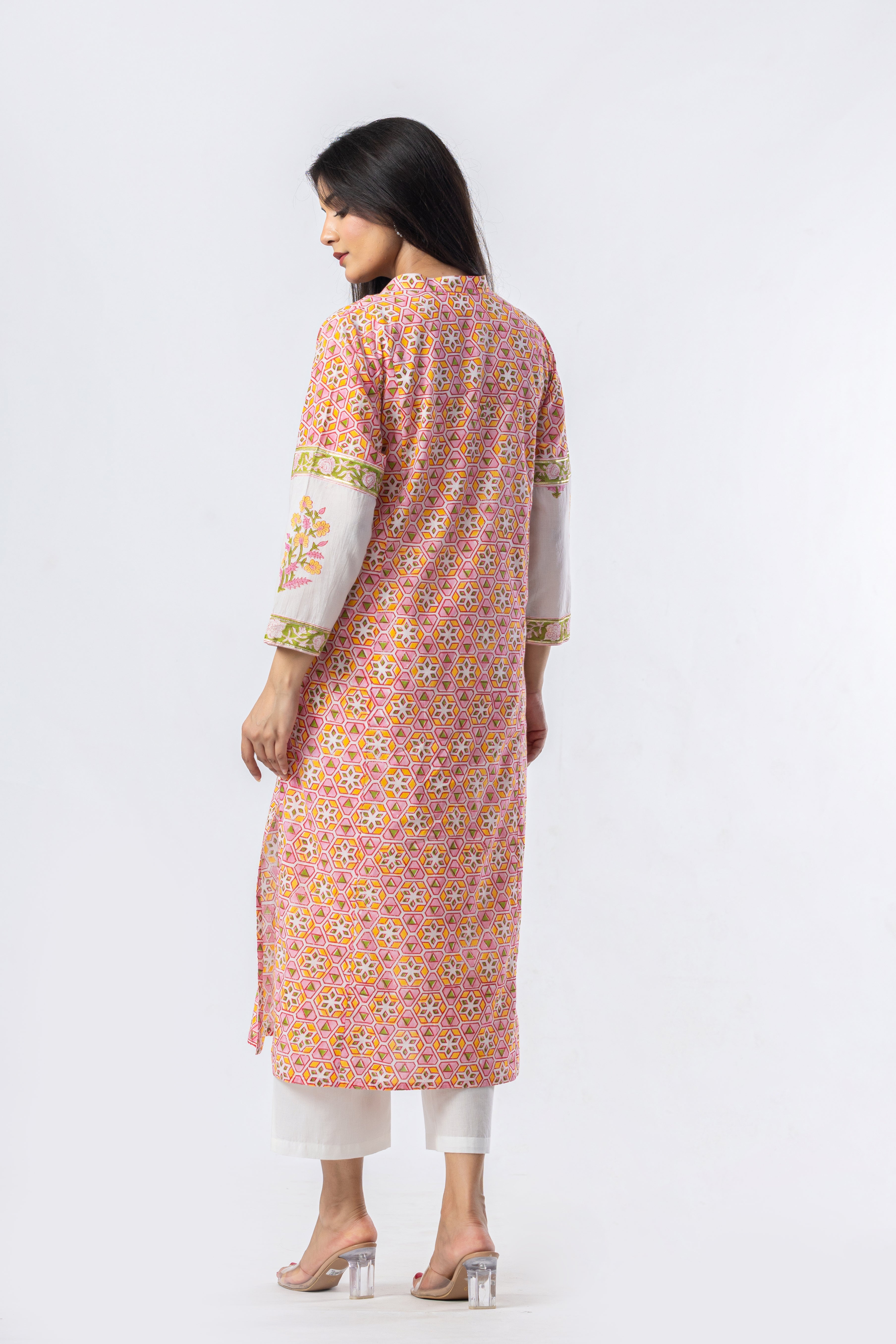 Blush Mosaic Hand Block Print Kurta (Bottoms Optional)