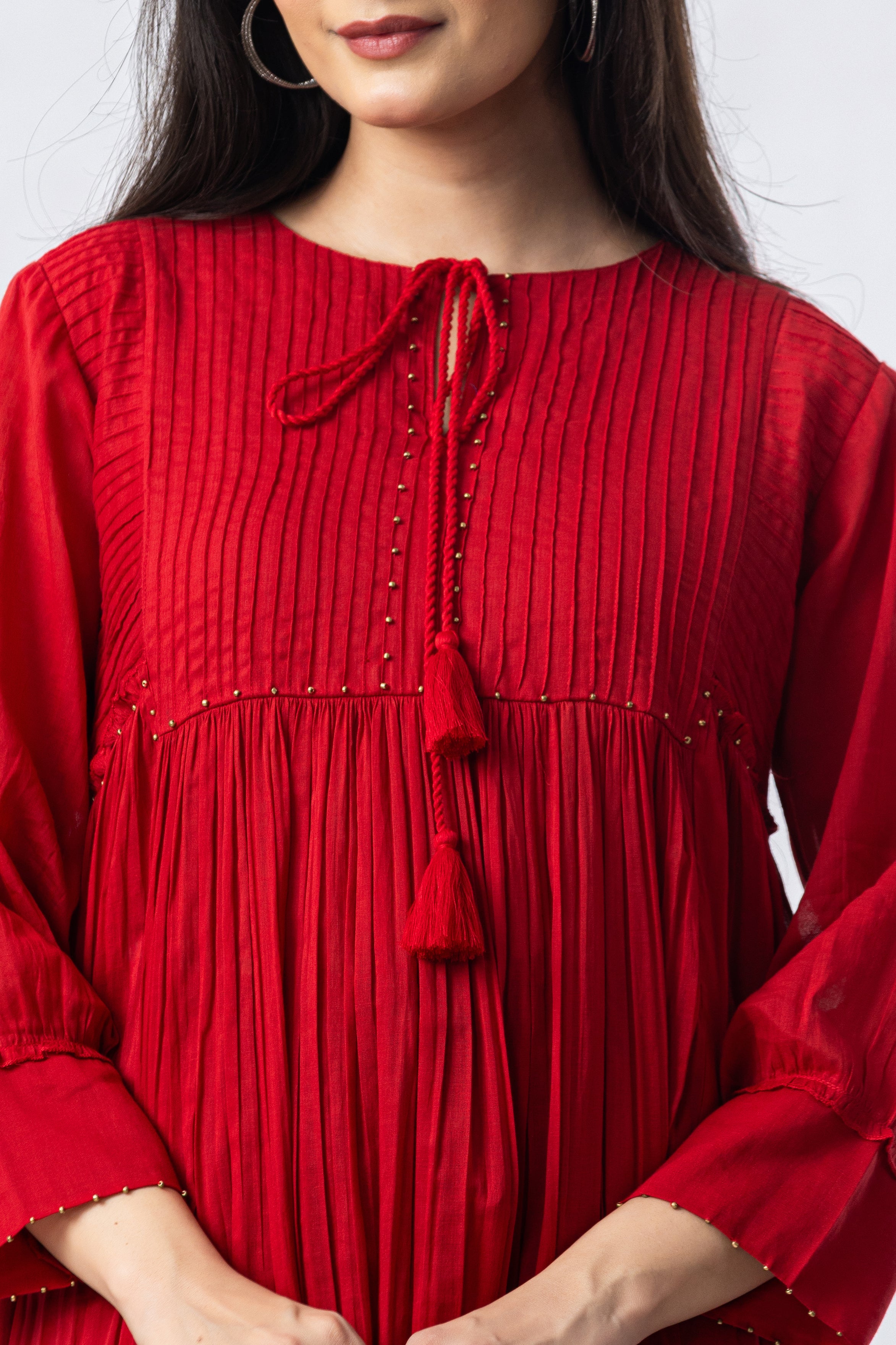 Crimson Pintuck Yoke Co-ord Set (Bottoms Included)