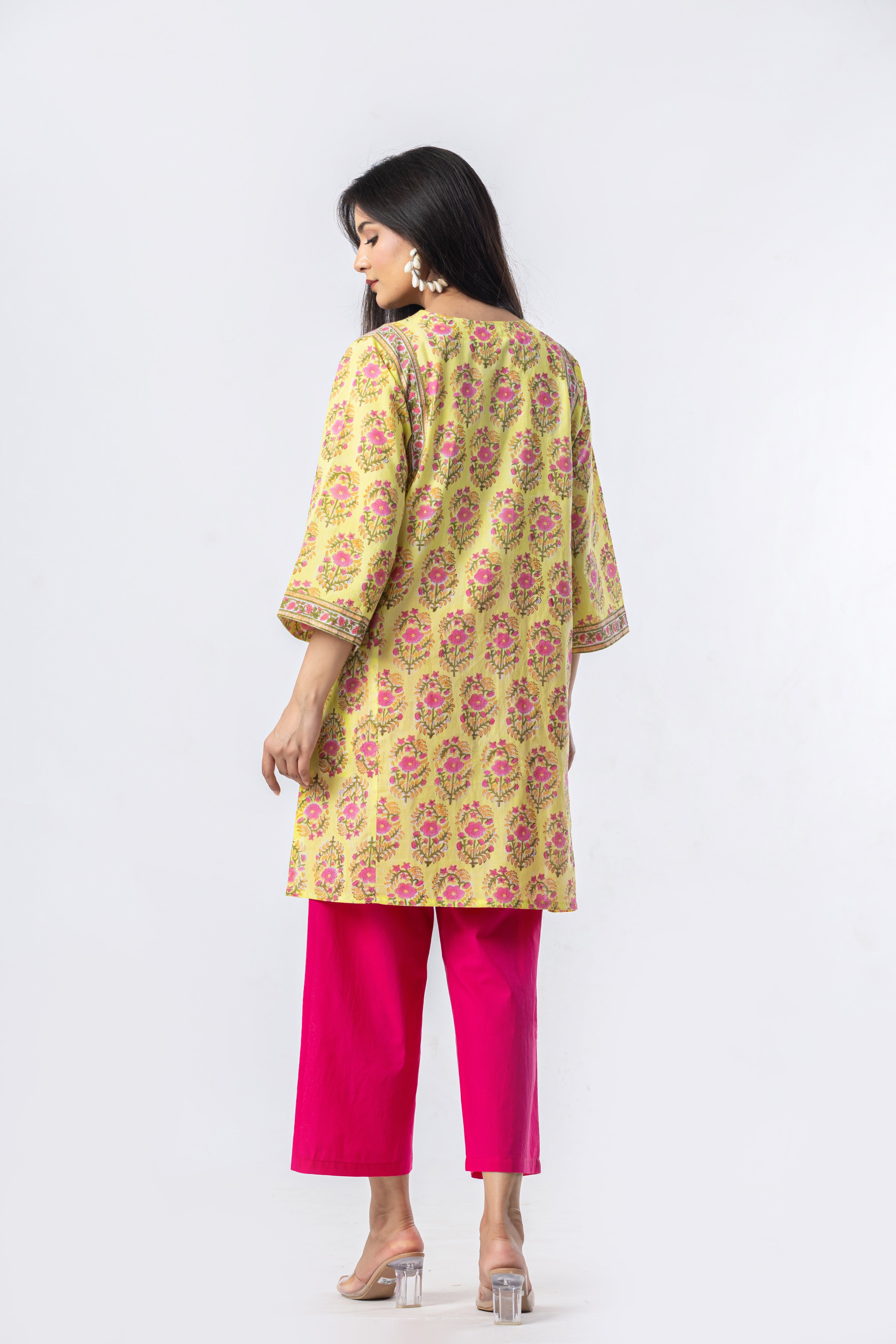 Bloom Hand Block Print Kurta (Salwar Optional)