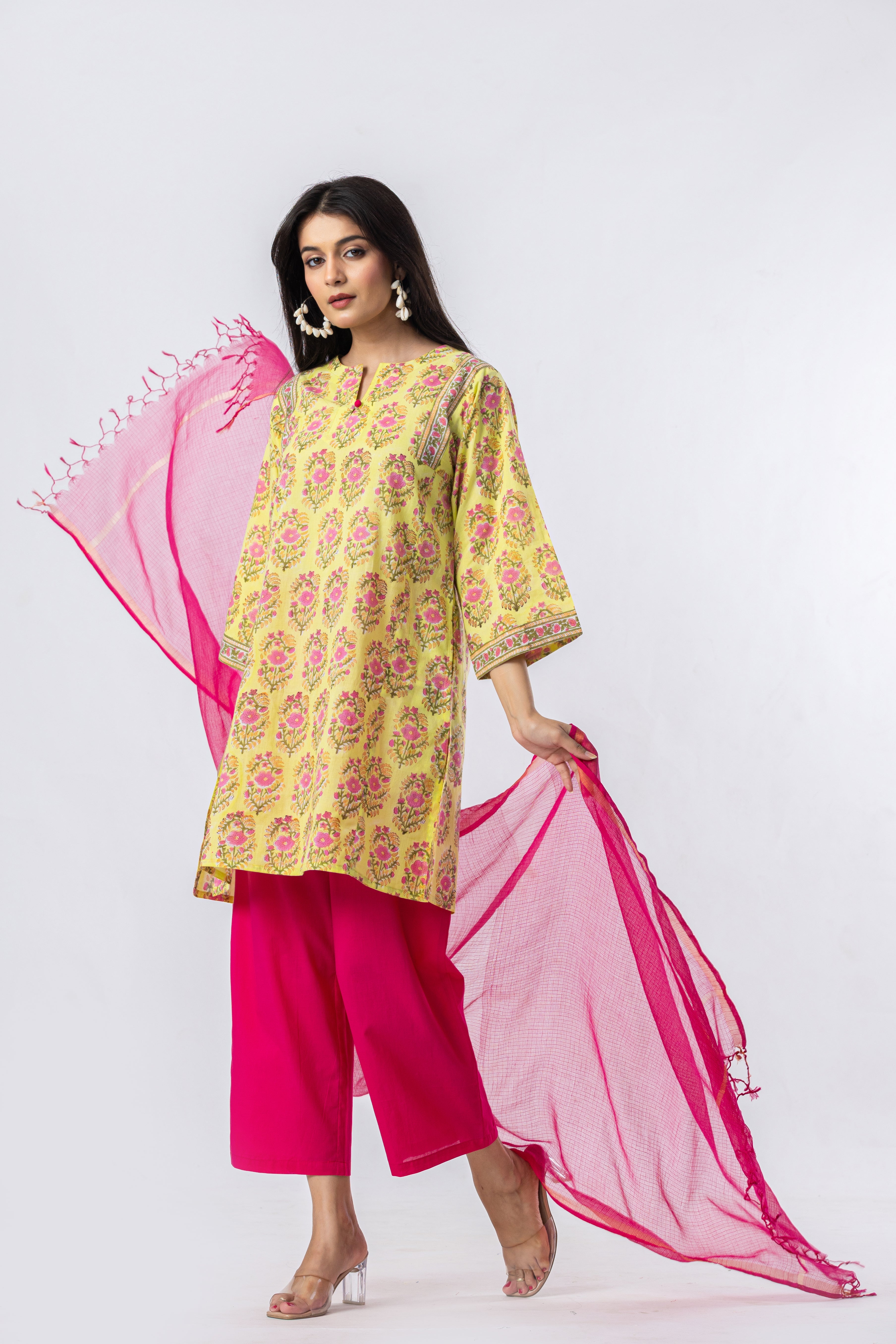 Bloom Hand Block Print Kurta (Salwar Optional)