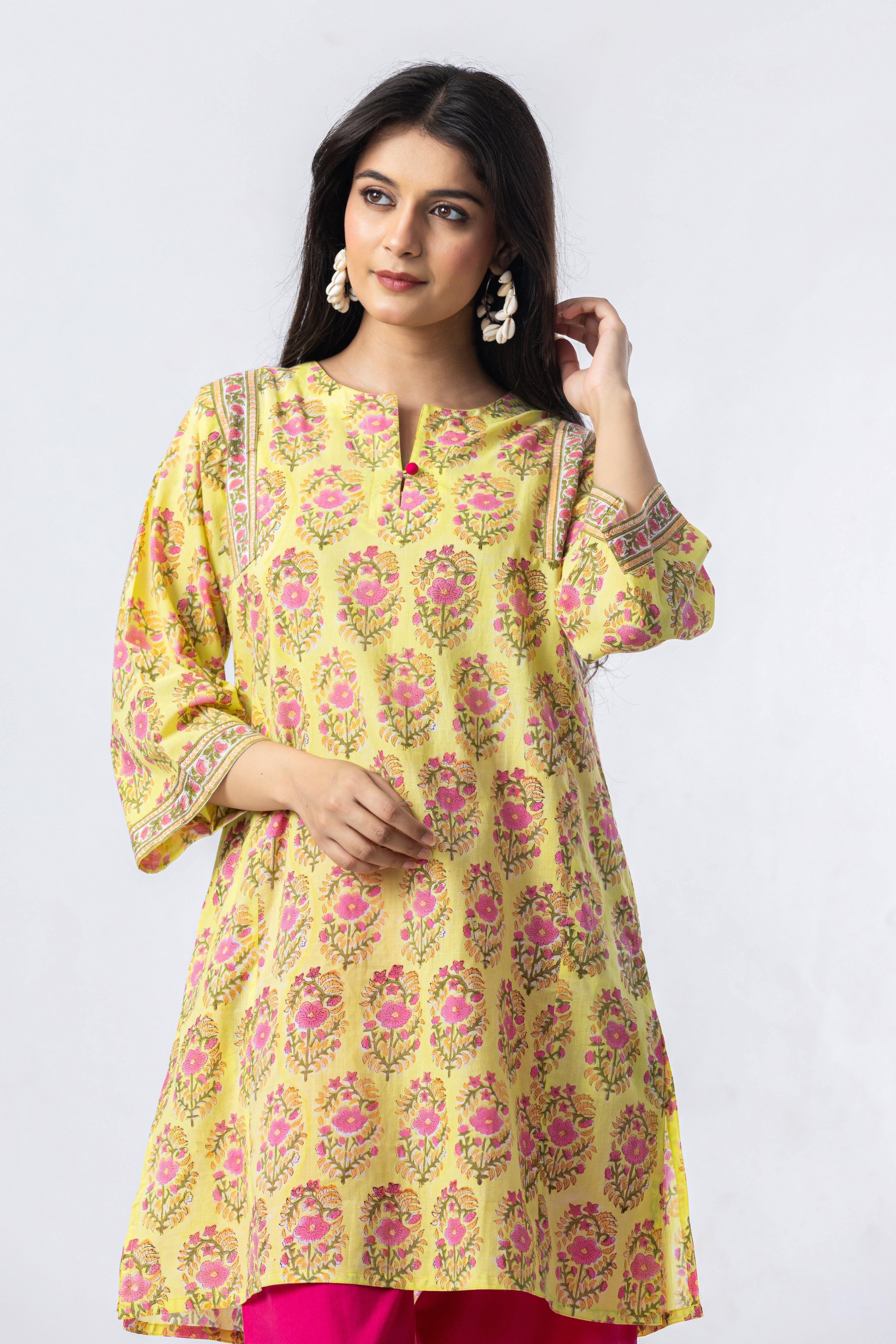 Bloom Hand Block Print Kurta (Salwar Optional)