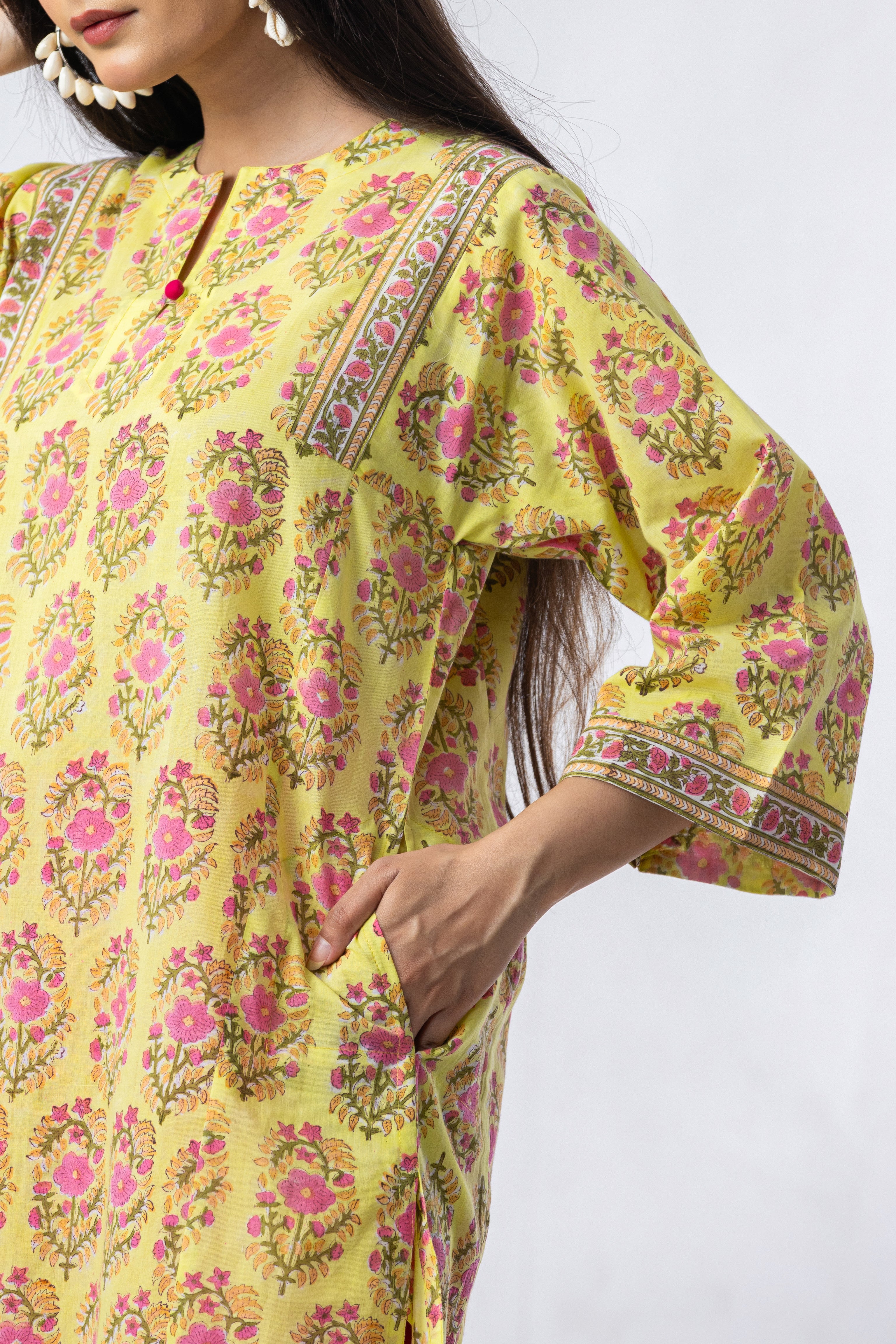 Bloom Hand Block Print Kurta (Salwar Optional)