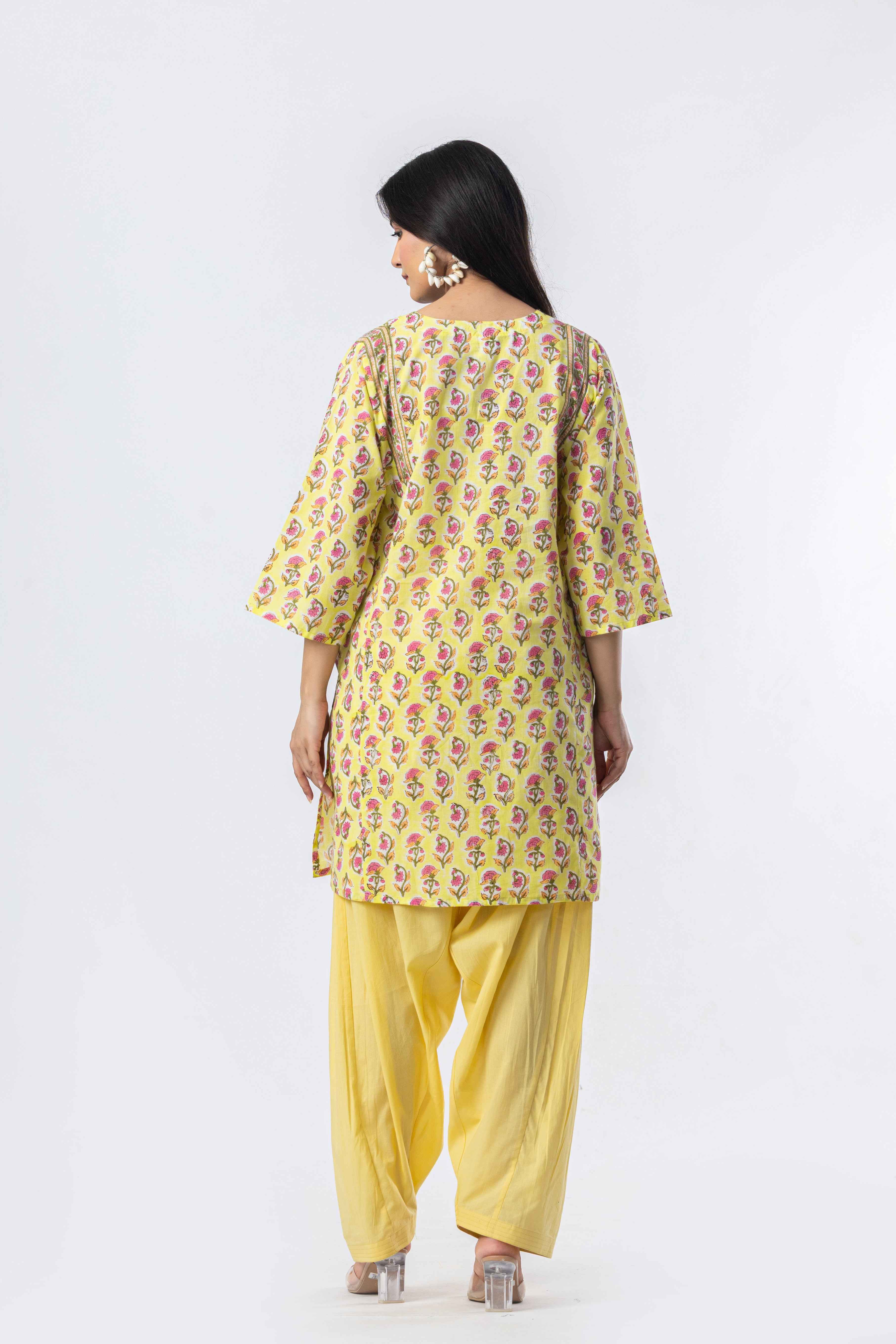 Bloom Hand Block Print Kurta & Salwar Set (Copy)