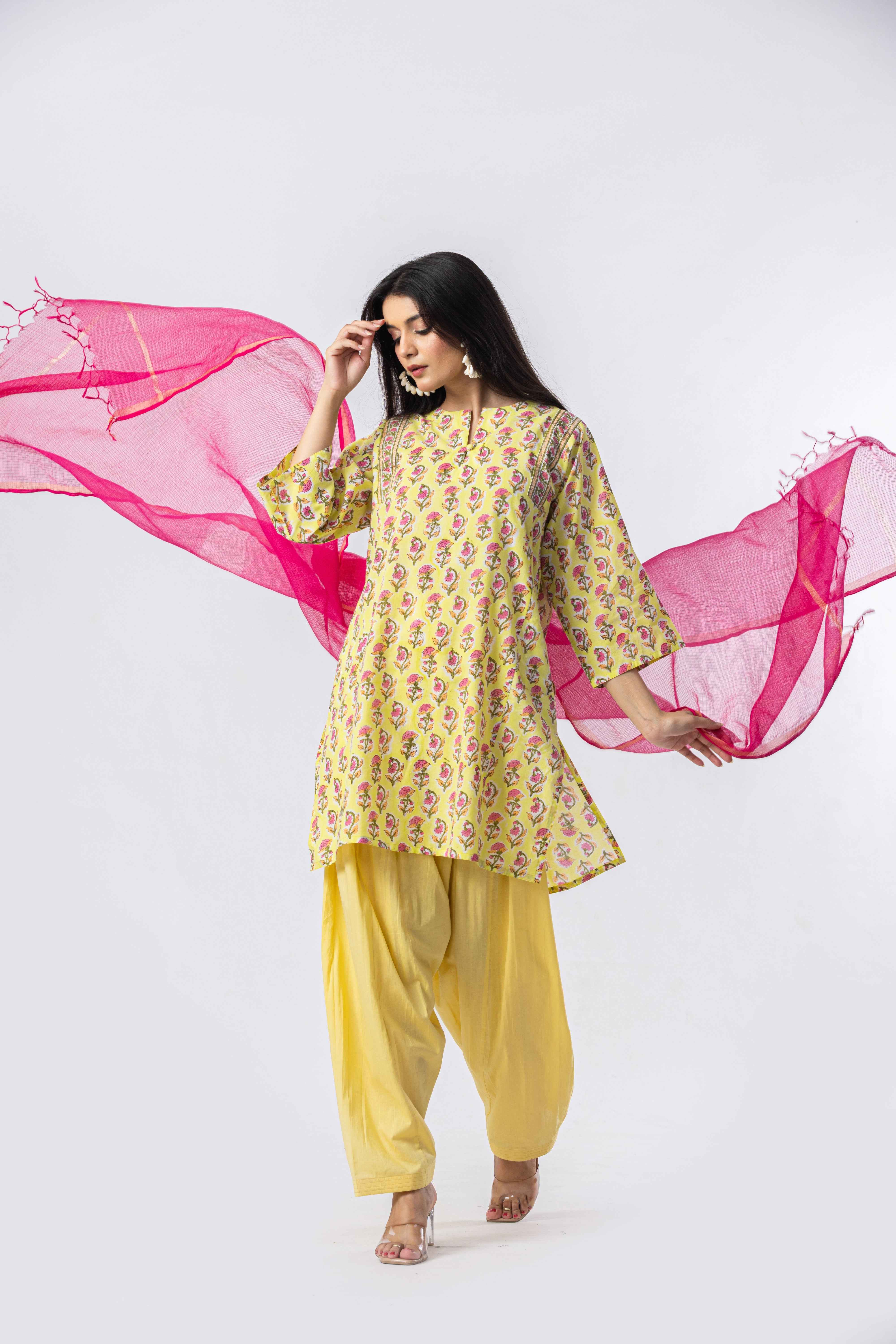 Bloom Hand Block Print Kurta & Salwar Set (Copy)