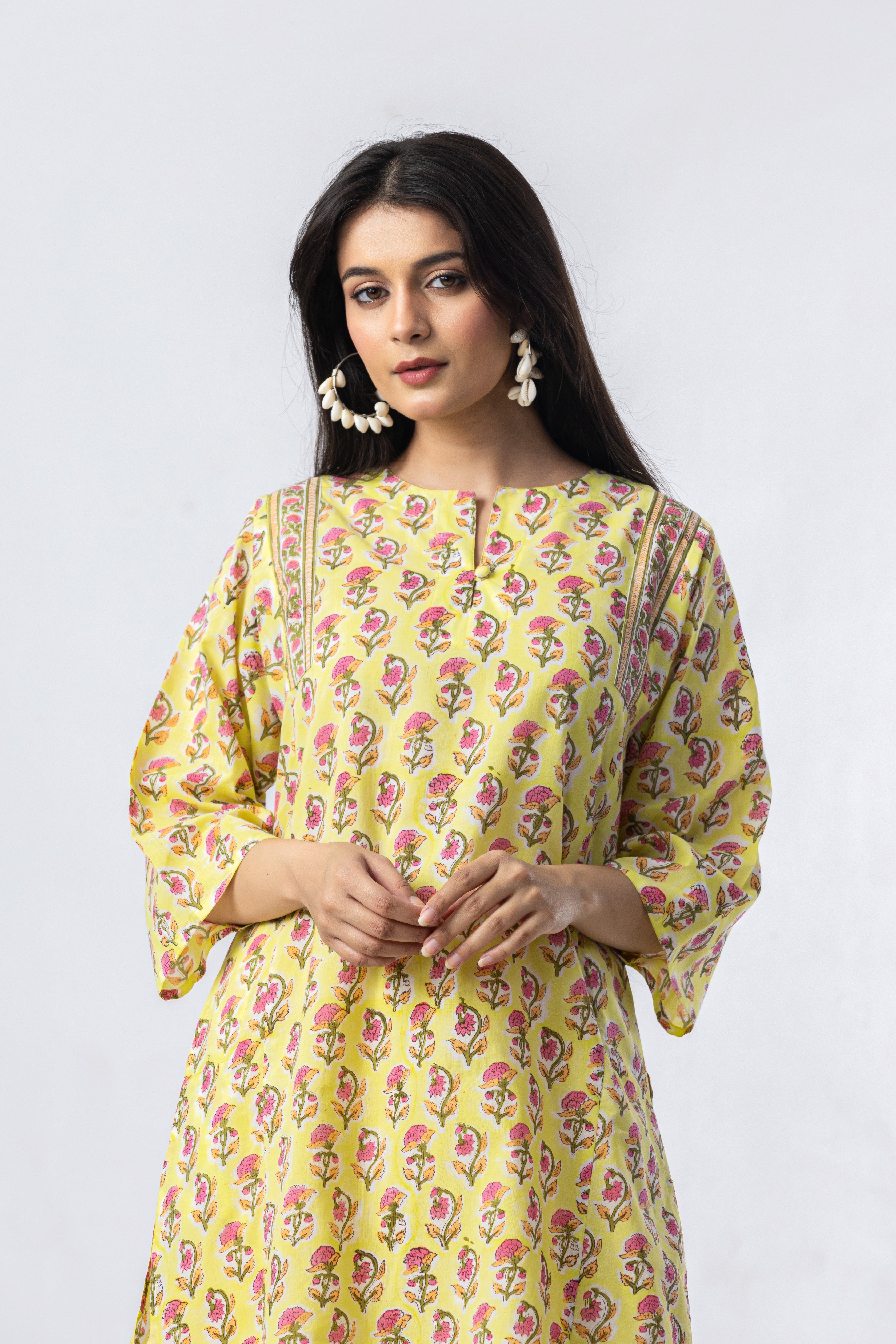 Bloom Hand Block Print Kurta (Salwar Optional)