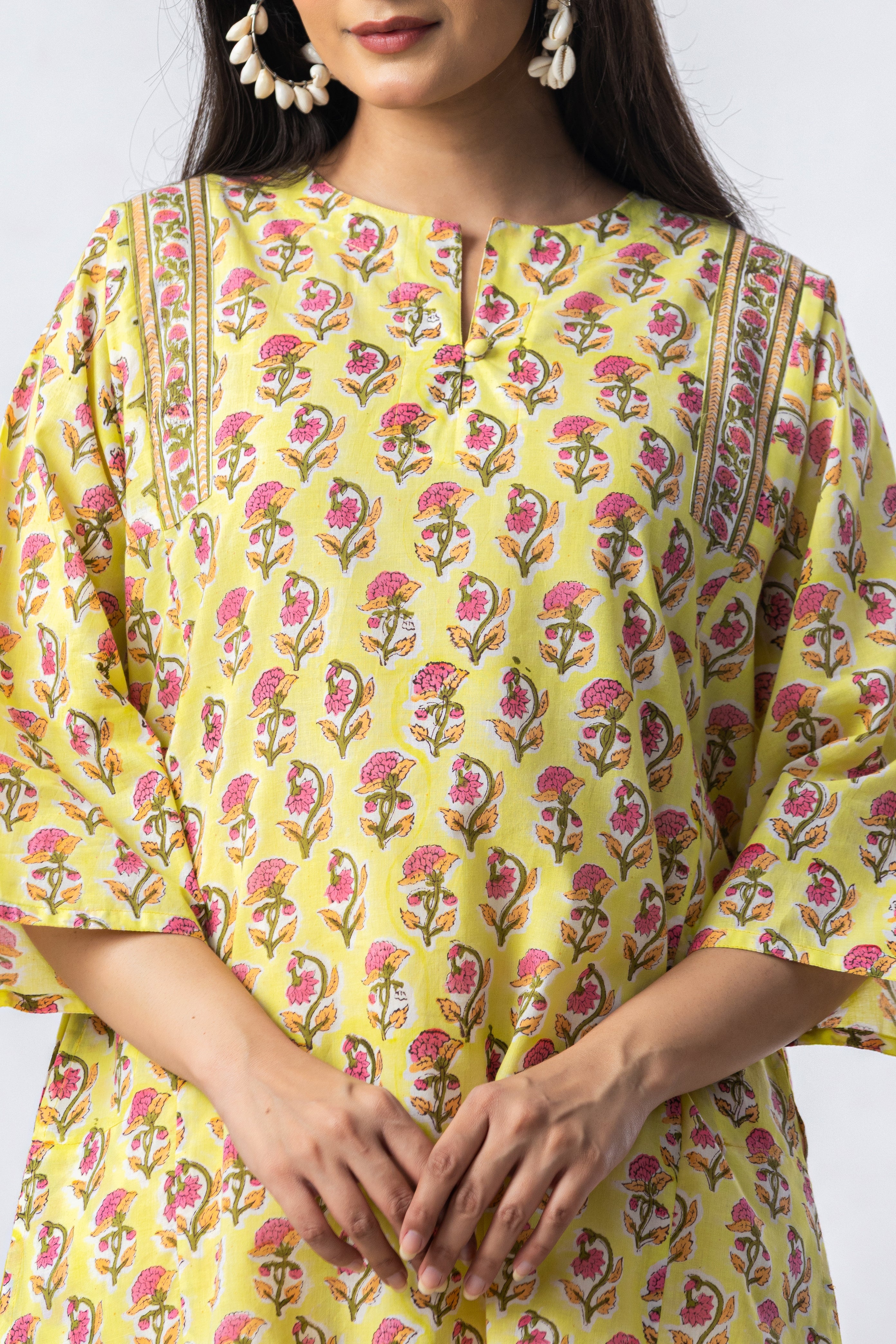 Bloom Hand Block Print Kurta (Salwar Optional)